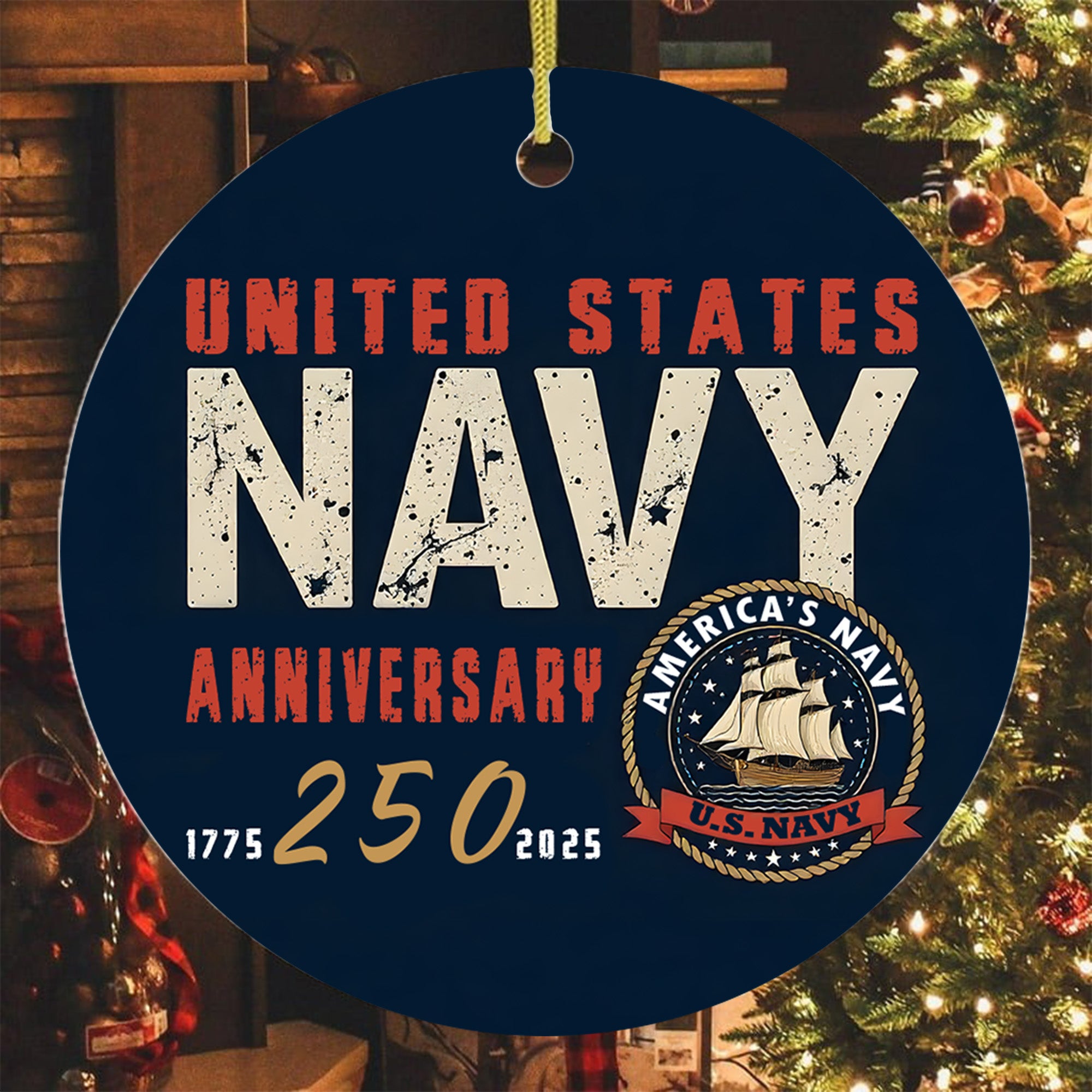United States Navy Anniversary 250 America's Navy Military Patriotic Veteran Ornament