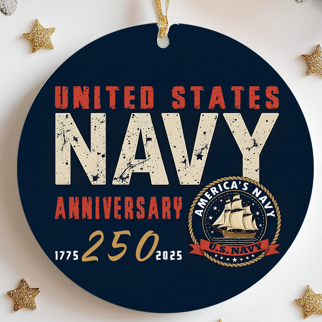 United States Navy Anniversary 250 America's Navy Military Patriotic Veteran Ornament