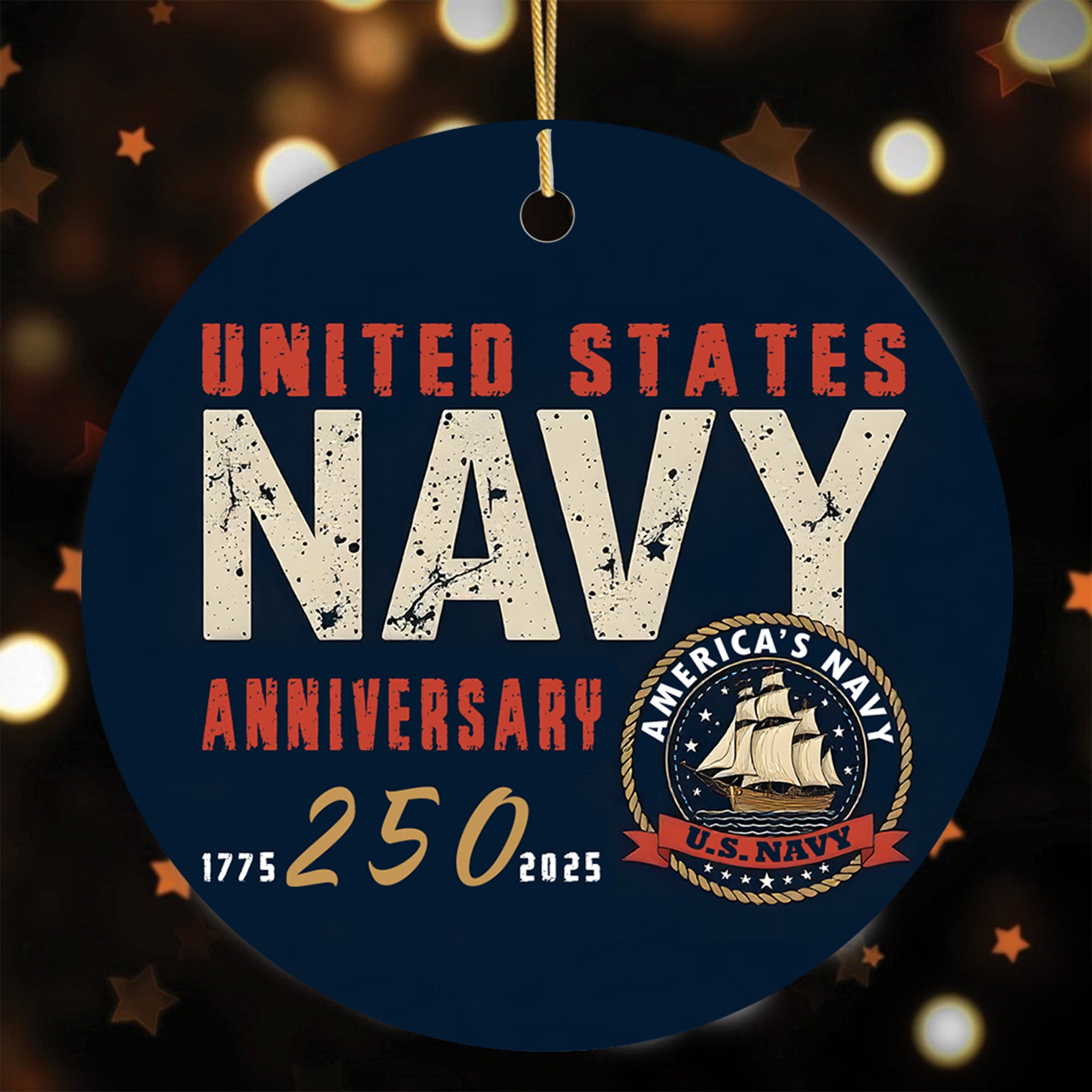 United States Navy Anniversary 250 America's Navy Military Patriotic Veteran Ornament