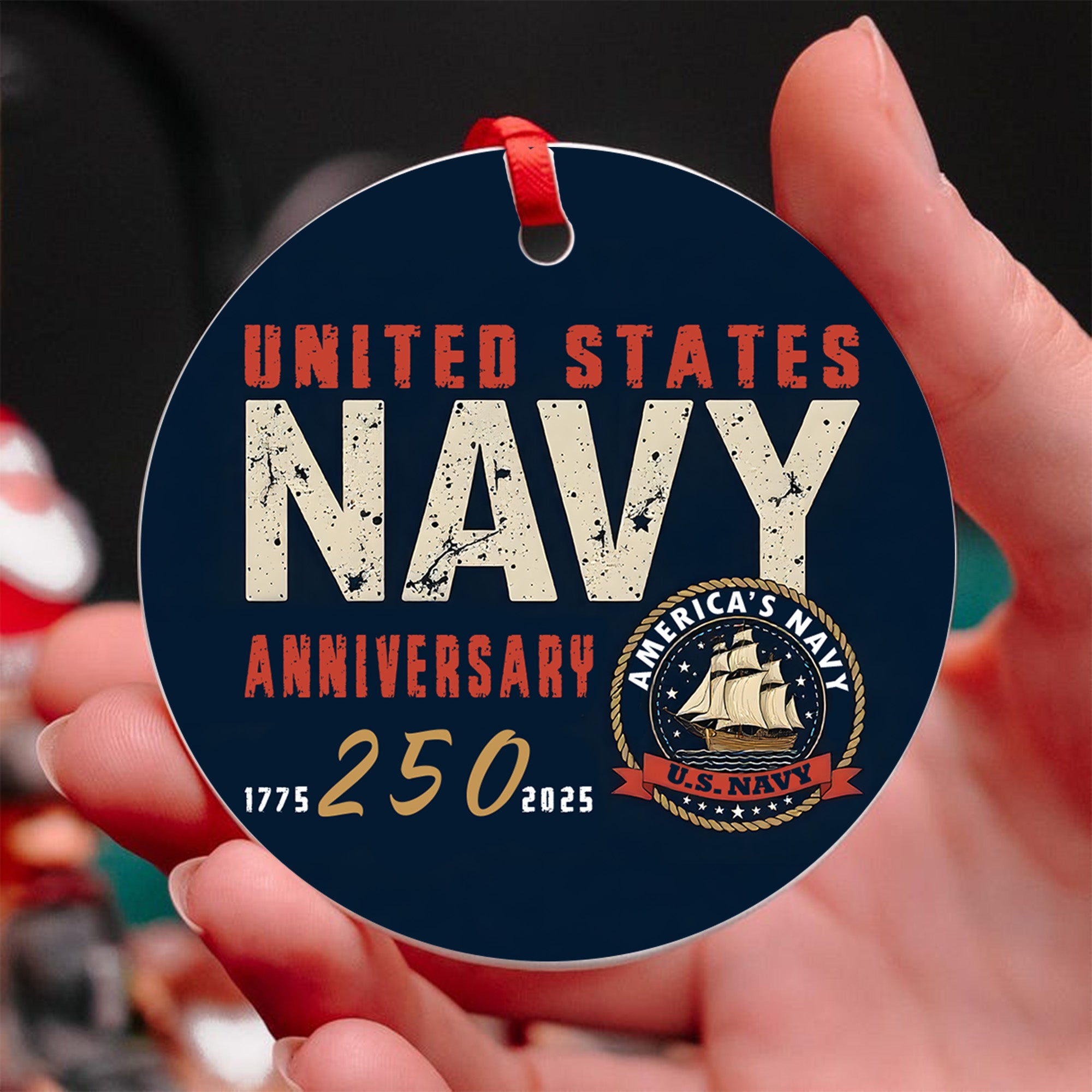 United States Navy Anniversary 250 America's Navy Military Patriotic Veteran Ornament