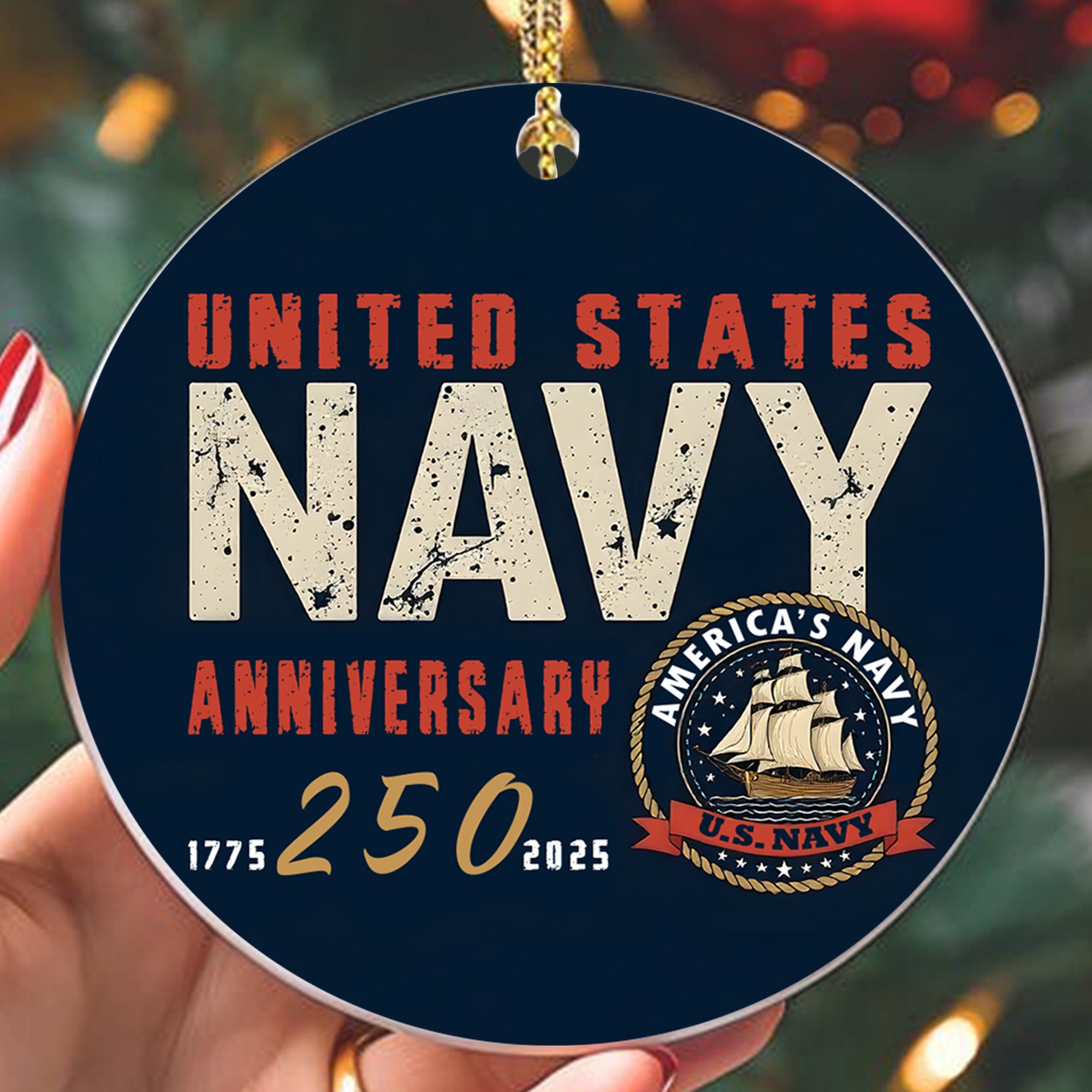 United States Navy Anniversary 250 America's Navy Military Patriotic Veteran Ornament