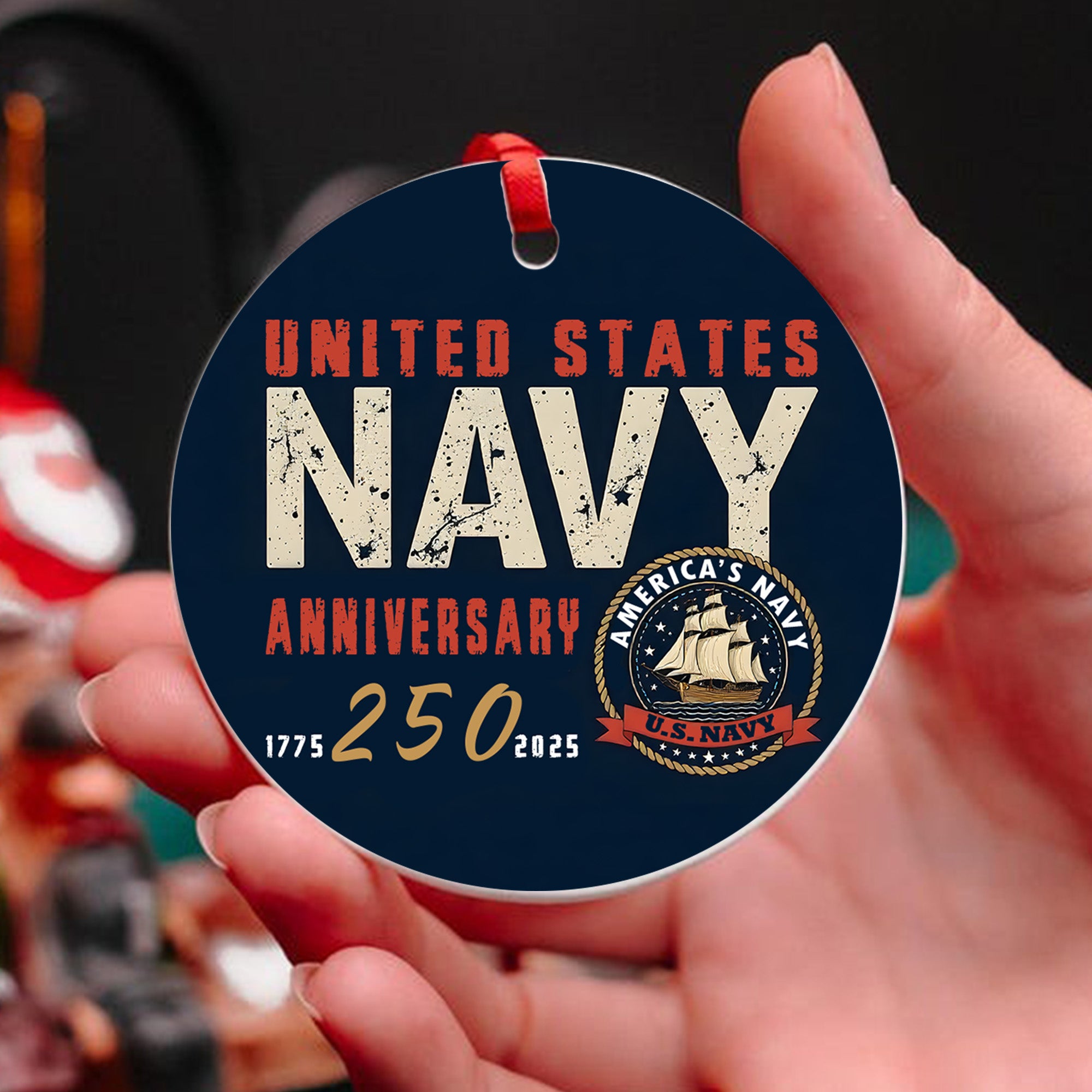 United States Navy Anniversary 250 America's Navy Military Patriotic Veteran Ornament