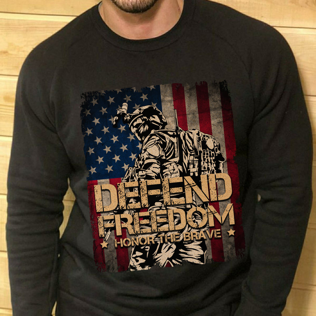 Defend Freedom Honor the Brave US Military Veteran Patriotic Tribute Sweatshirt