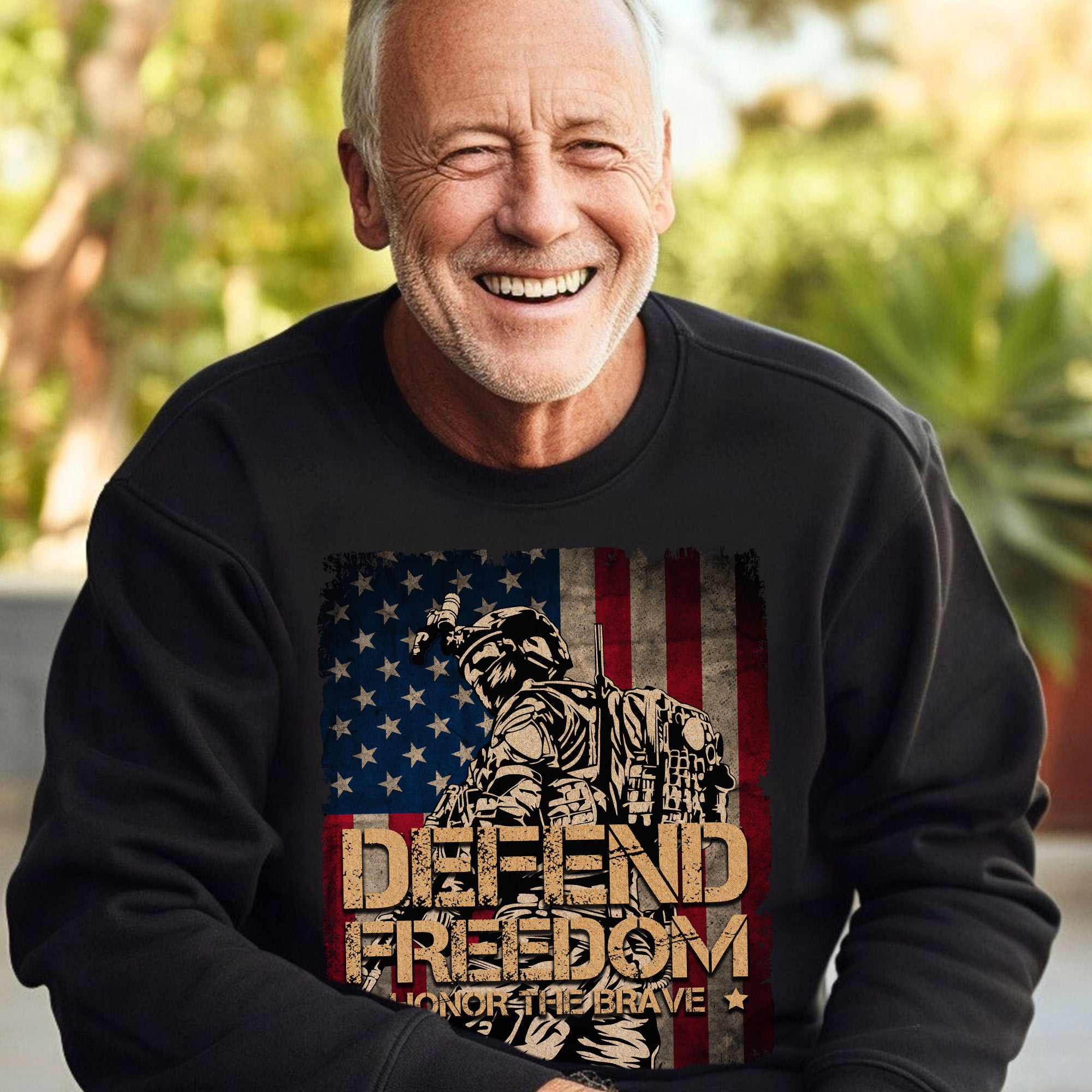 Defend Freedom Honor the Brave US Military Veteran Patriotic Tribute Sweatshirt