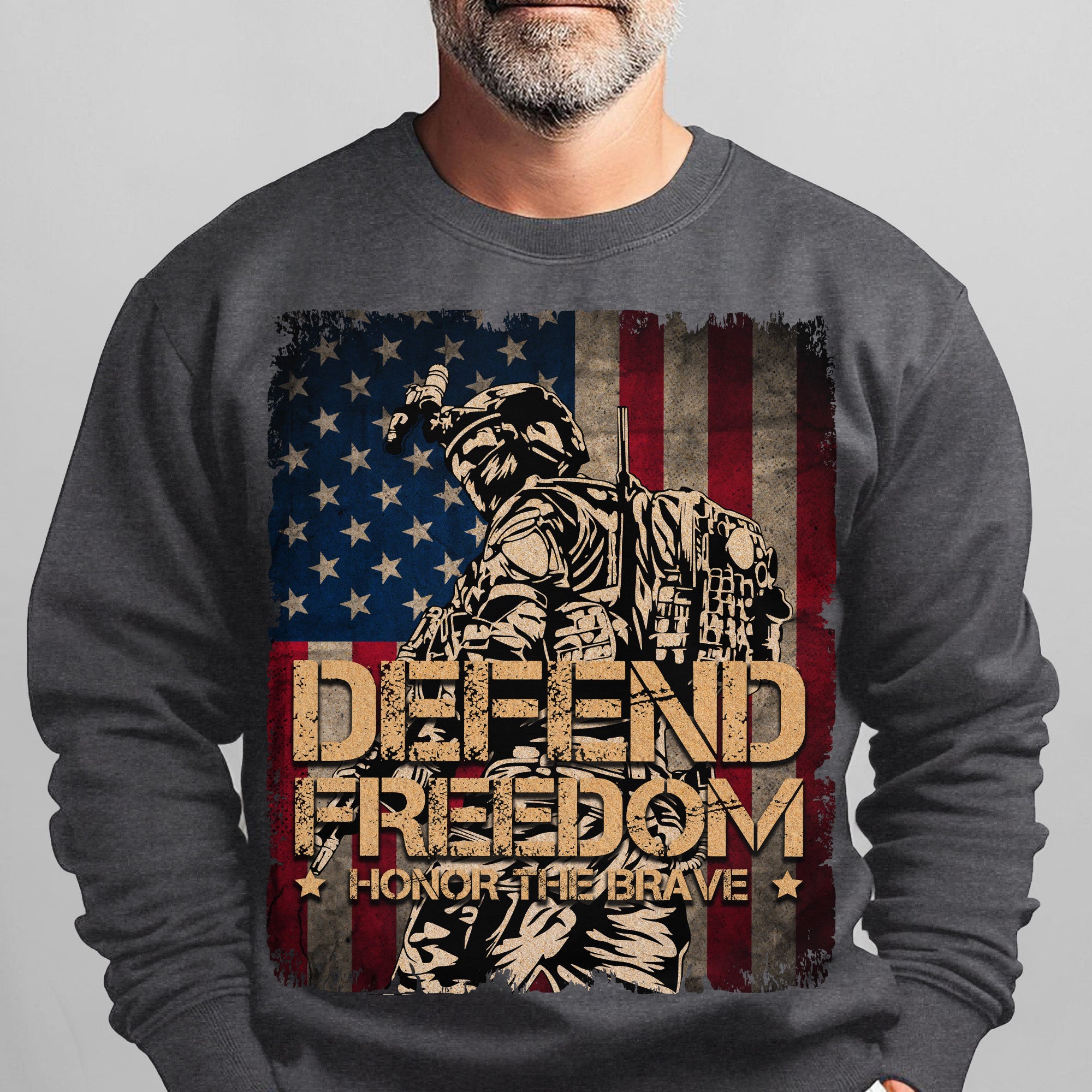 Defend Freedom Honor the Brave US Military Veteran Patriotic Tribute Sweatshirt