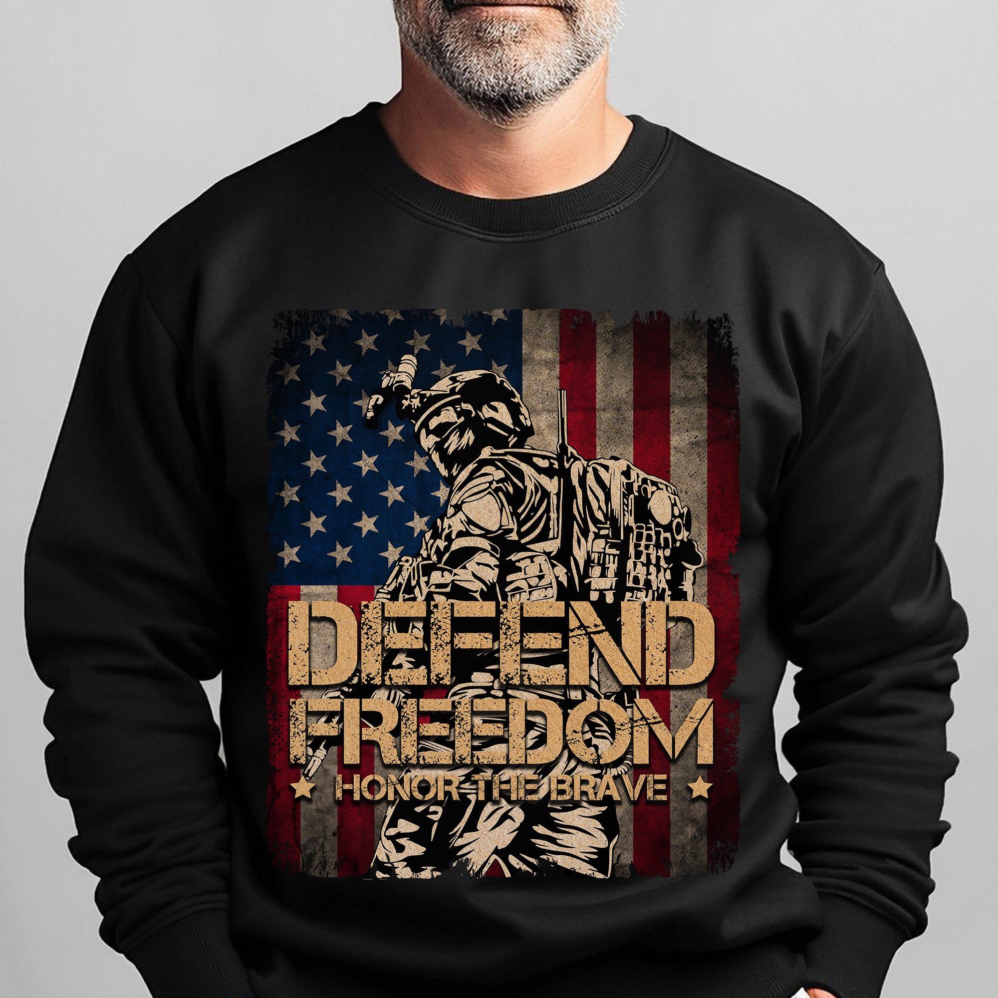 Defend Freedom Honor the Brave US Military Veteran Patriotic Tribute Sweatshirt