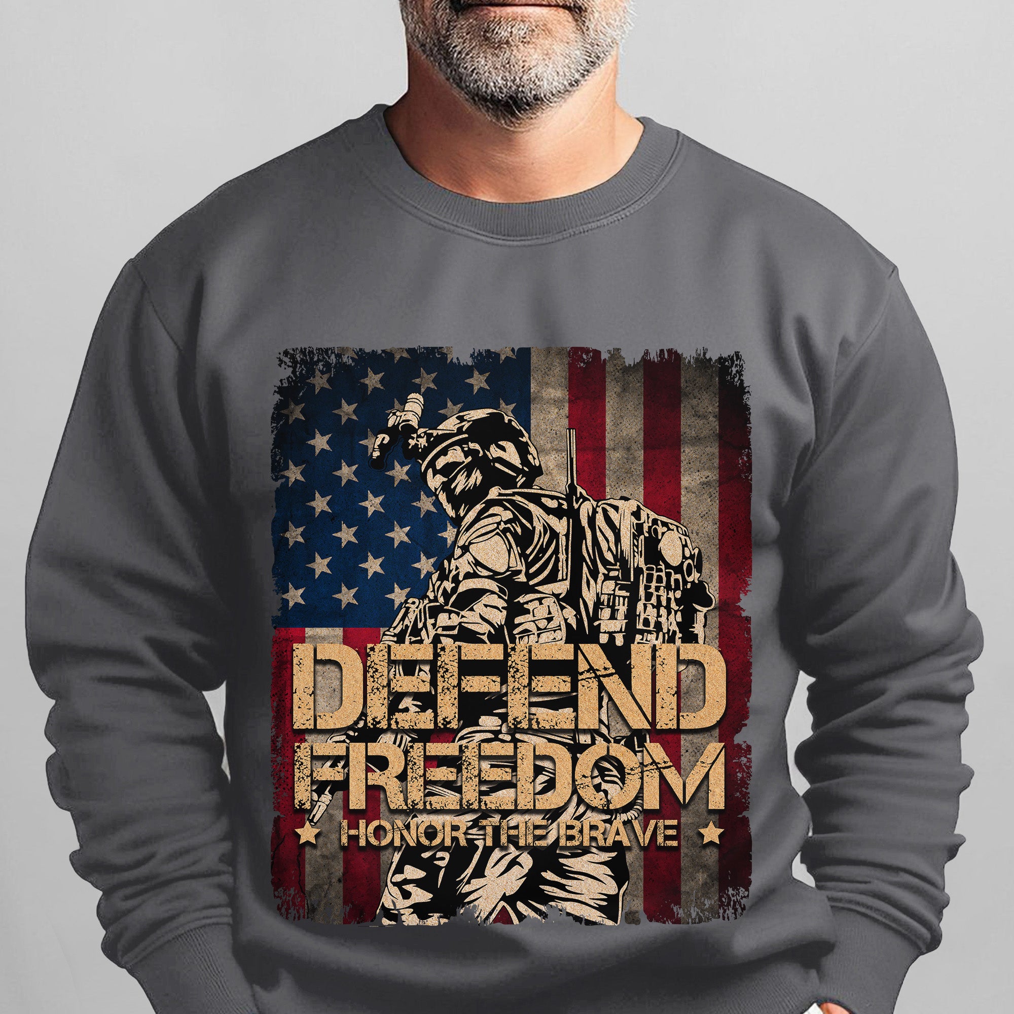 Defend Freedom Honor the Brave US Military Veteran Patriotic Tribute Sweatshirt