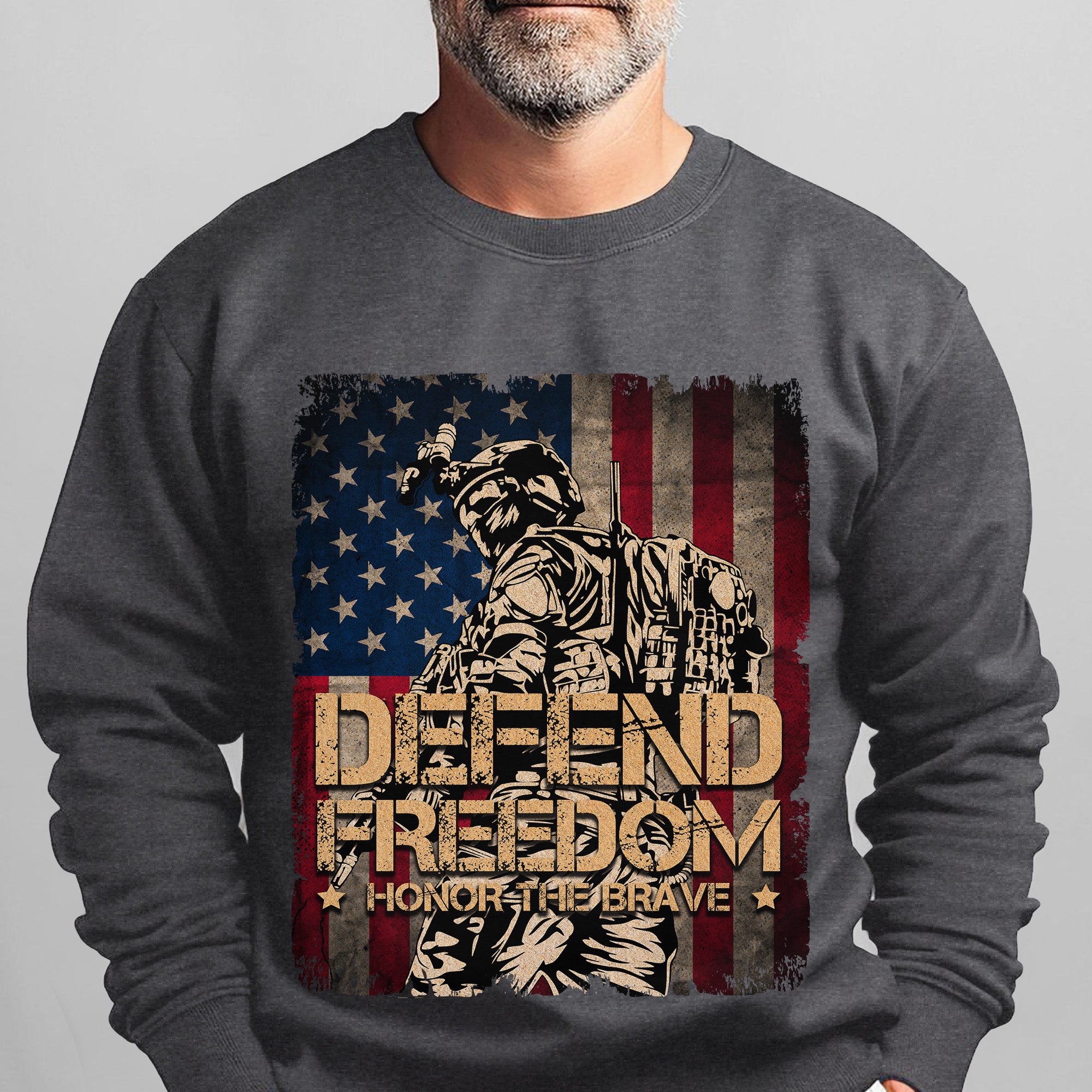 Defend Freedom Honor the Brave US Military Veteran Patriotic Tribute Sweatshirt
