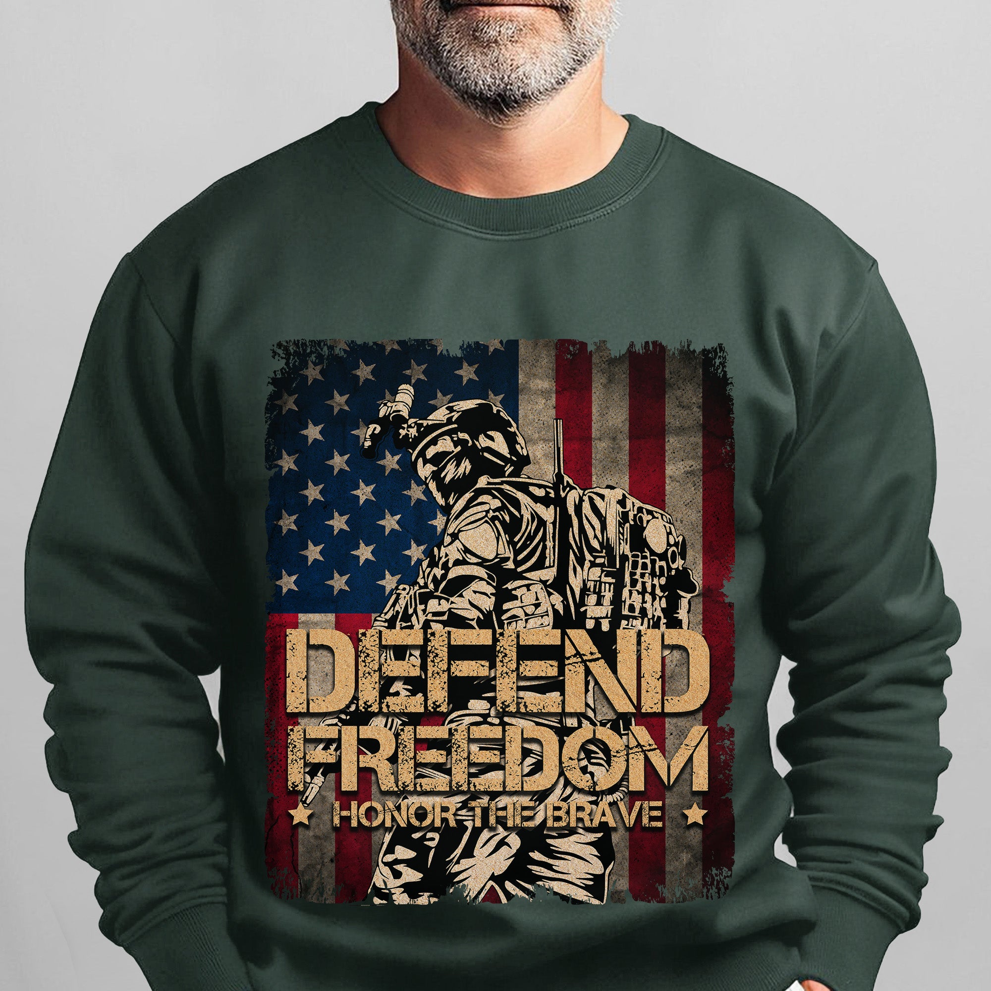 Defend Freedom Honor the Brave US Military Veteran Patriotic Tribute Sweatshirt