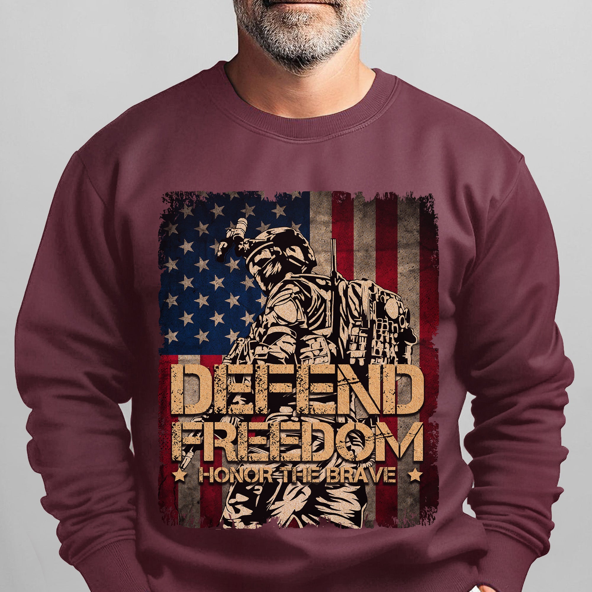 Defend Freedom Honor the Brave US Military Veteran Patriotic Tribute Sweatshirt