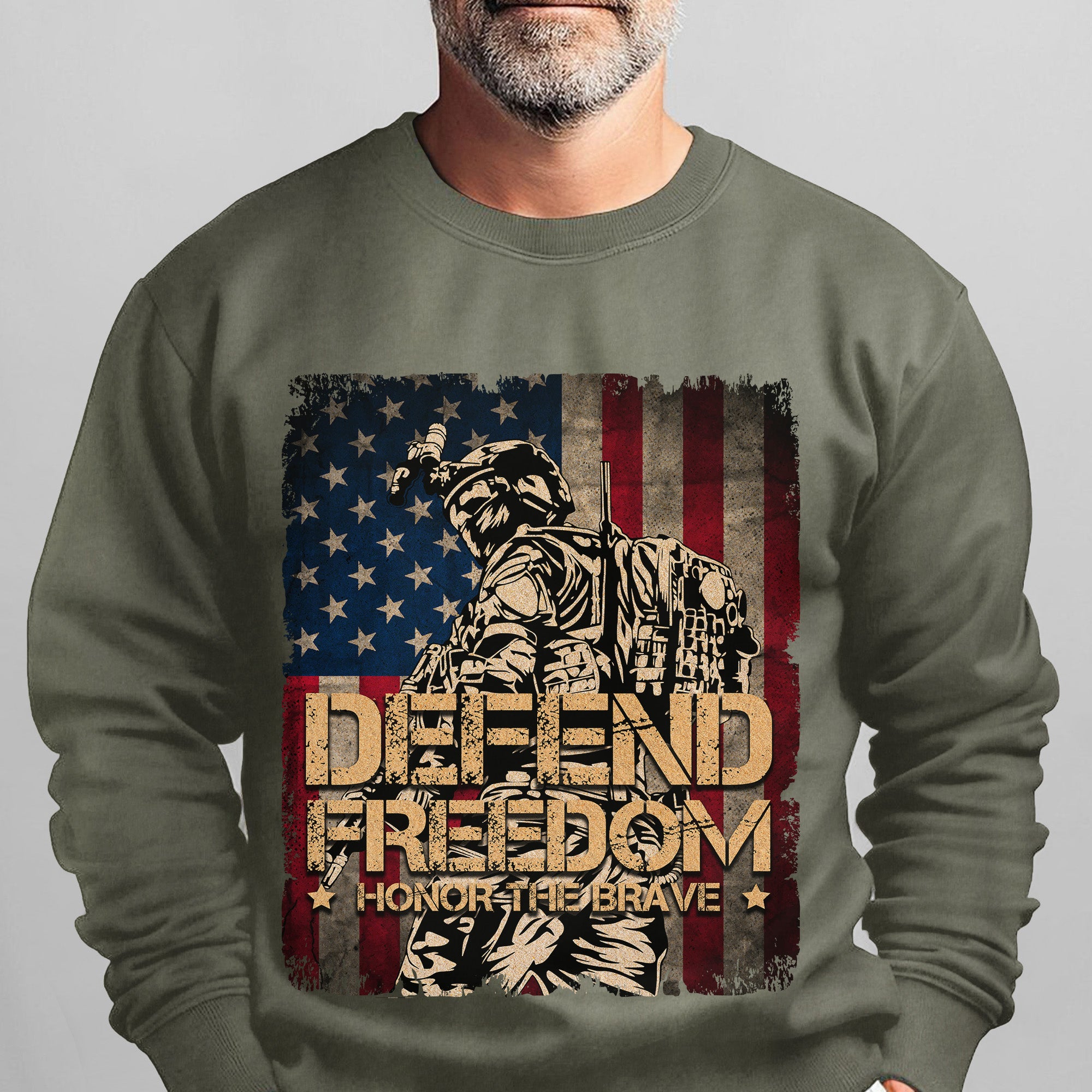 Defend Freedom Honor the Brave US Military Veteran Patriotic Tribute Sweatshirt