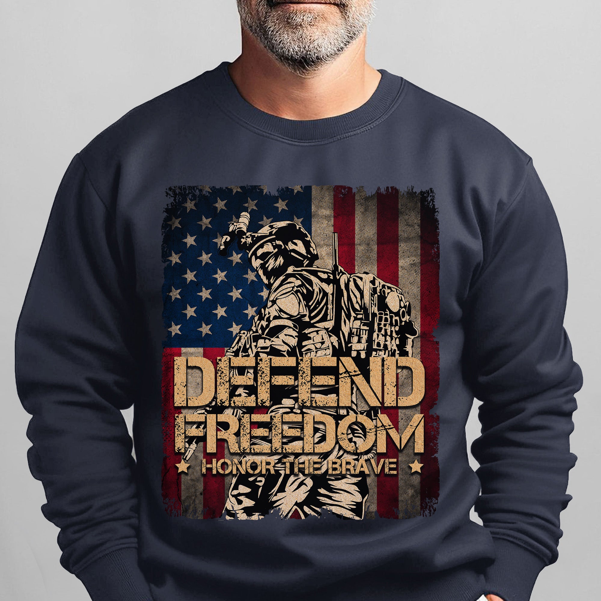 Defend Freedom Honor the Brave US Military Veteran Patriotic Tribute Sweatshirt