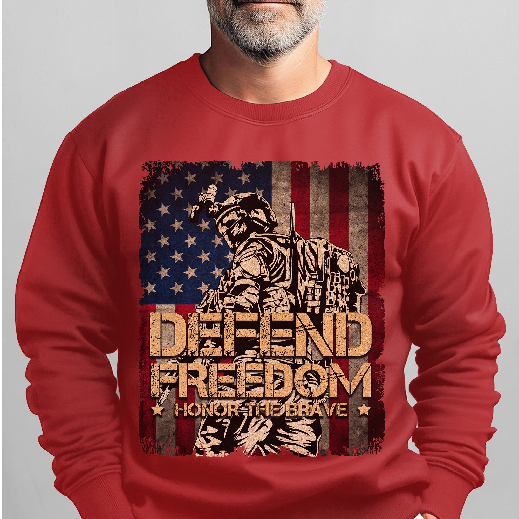 Defend Freedom Honor the Brave US Military Veteran Patriotic Tribute Sweatshirt