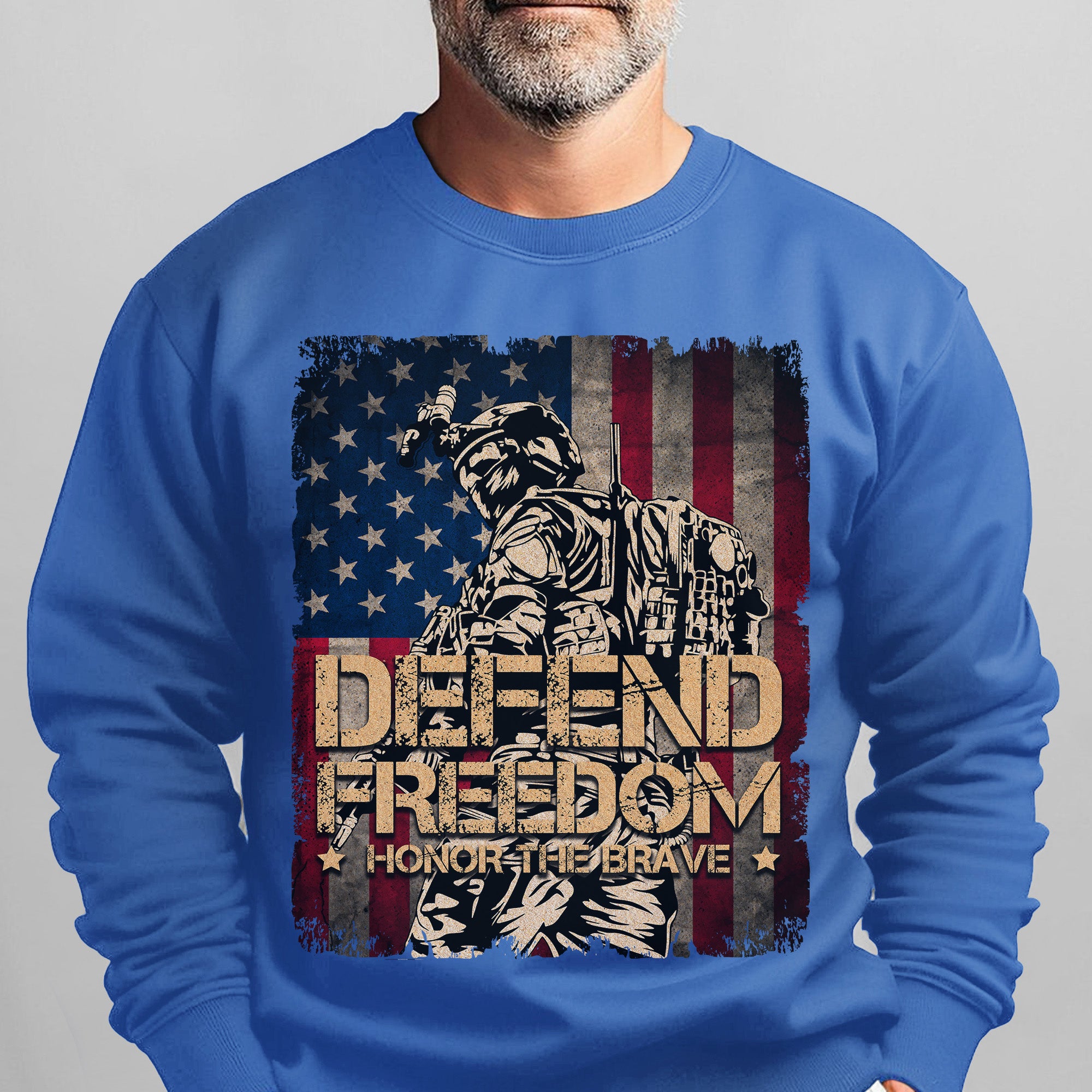 Defend Freedom Honor the Brave US Military Veteran Patriotic Tribute Sweatshirt