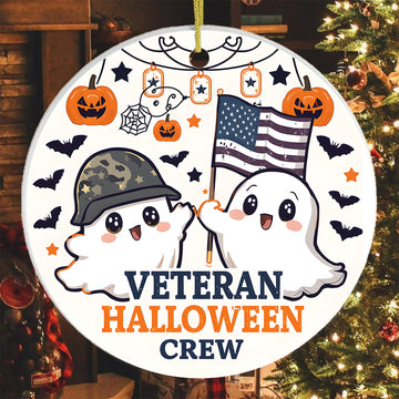 Veteran Halloween Crew Military Patriotic Spooky Season Ornament