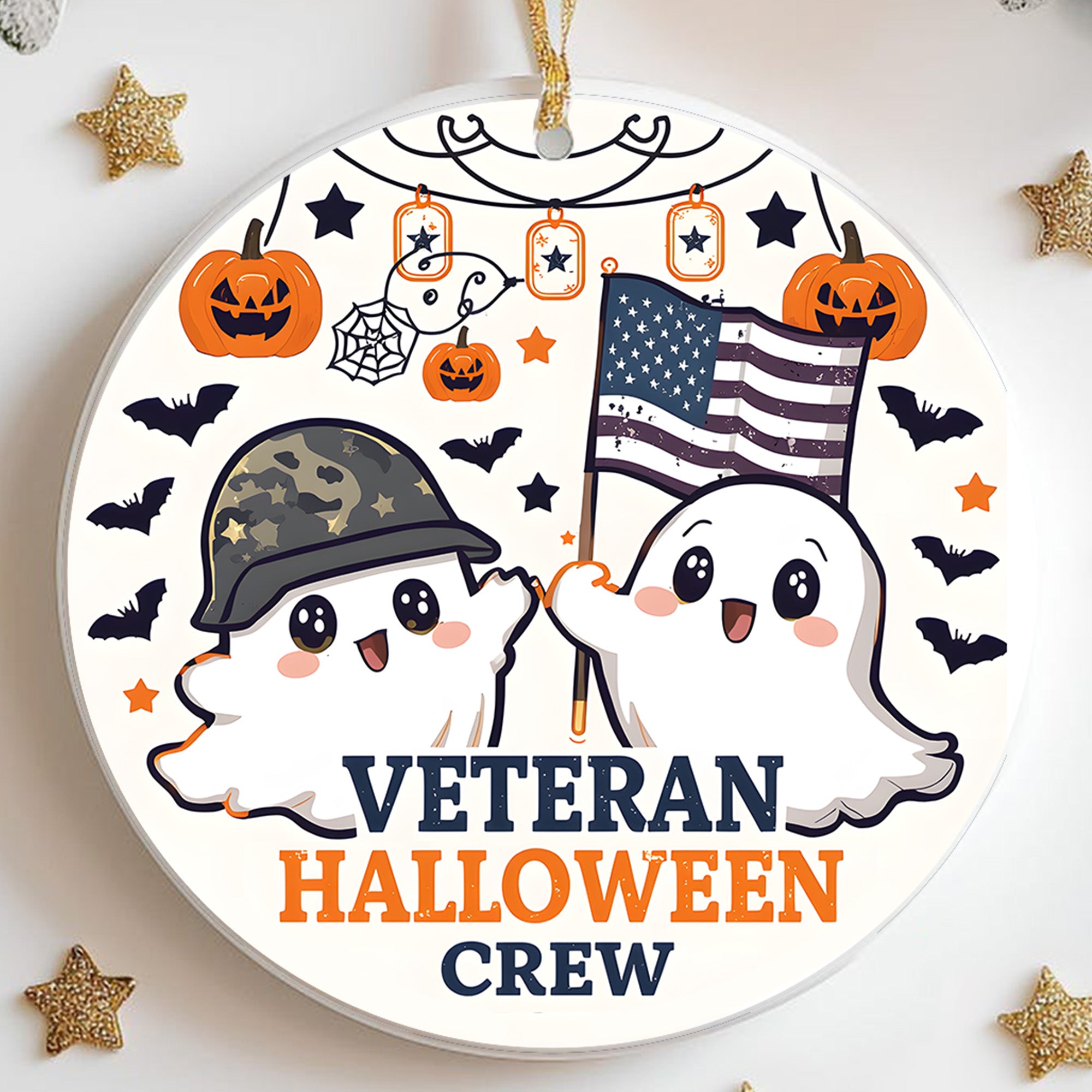 Veteran Halloween Crew Military Patriotic Spooky Season Ornament