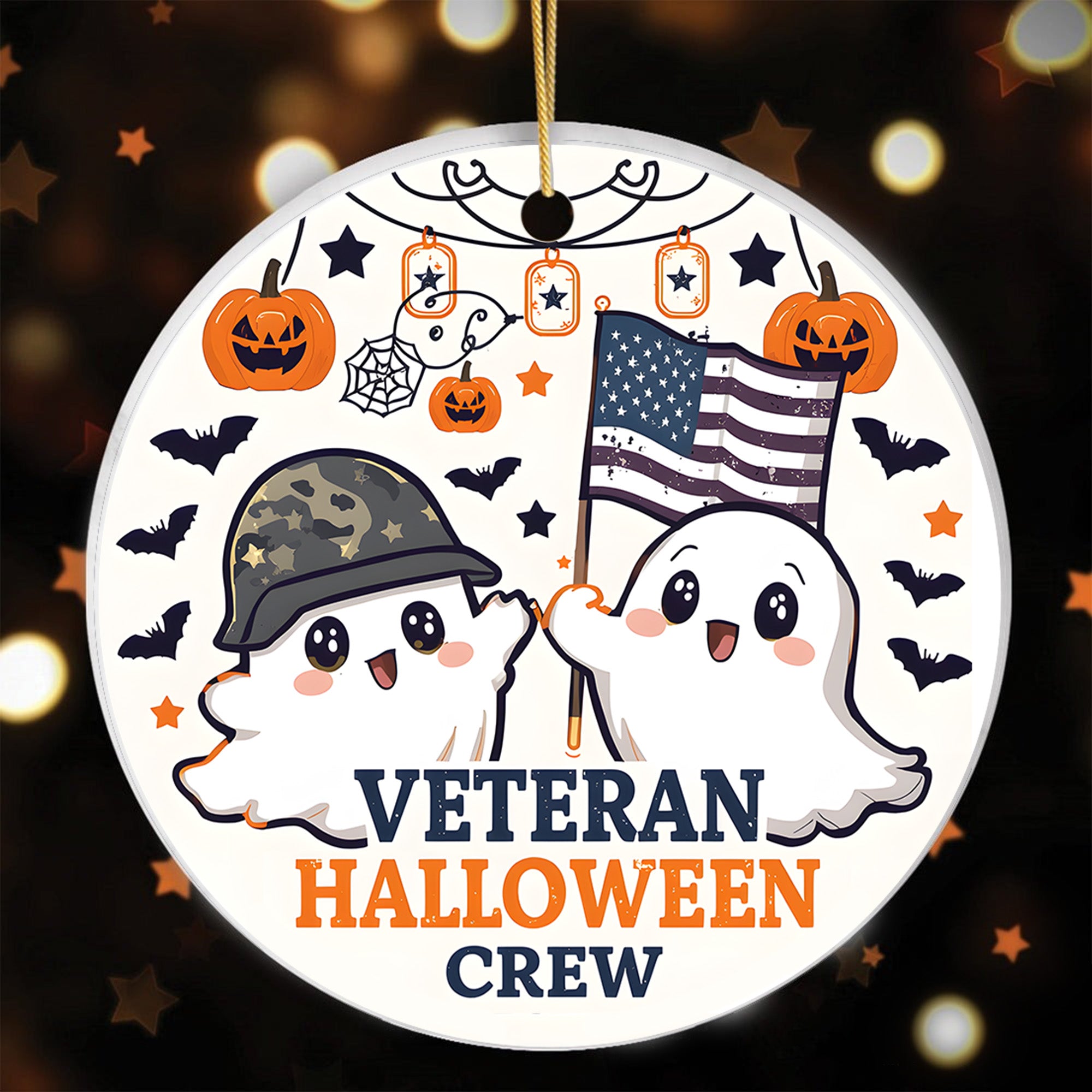 Veteran Halloween Crew Military Patriotic Spooky Season Ornament