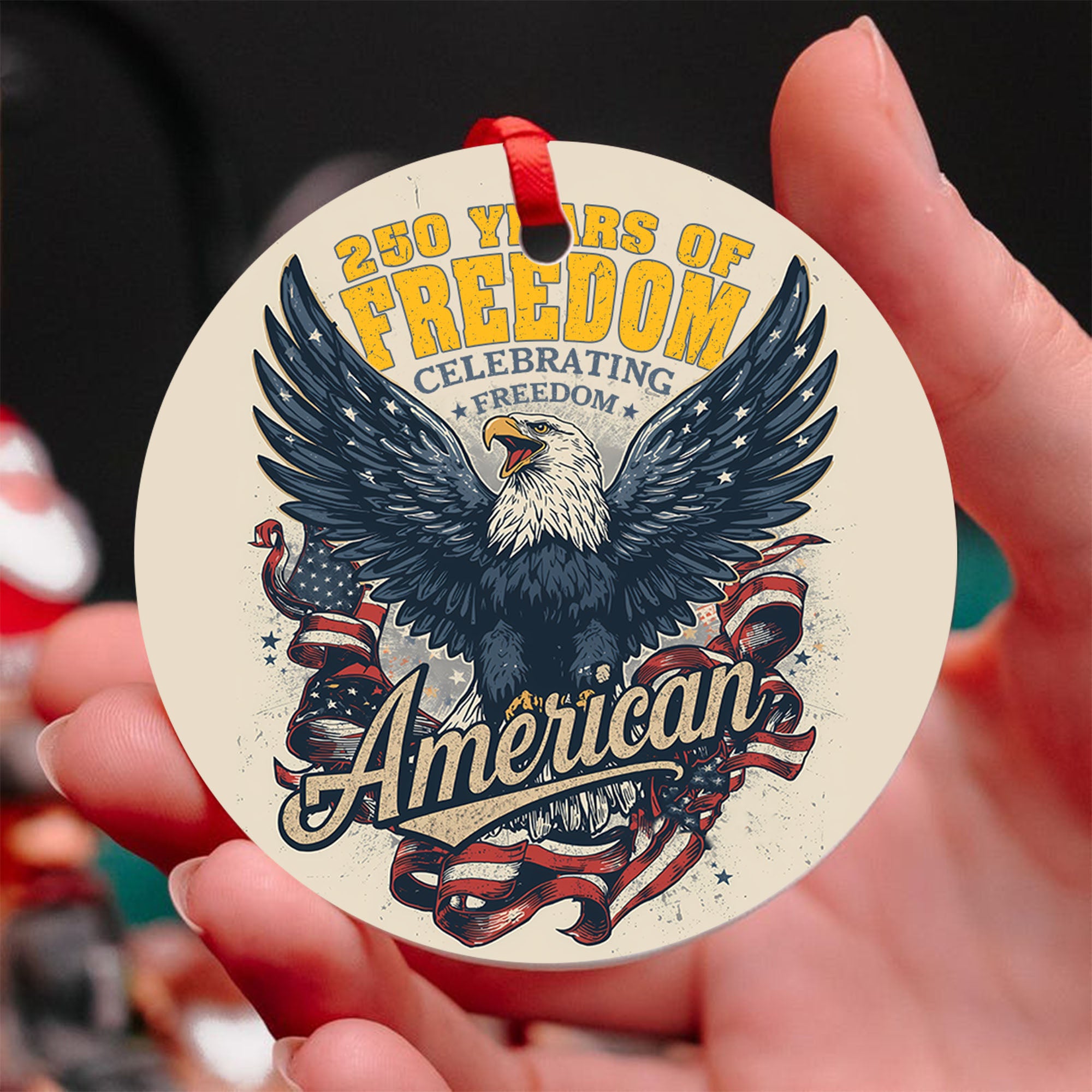 250 Years of Freedom Celebrating Freedom American US Army Military Patriotic Veteran Ornament