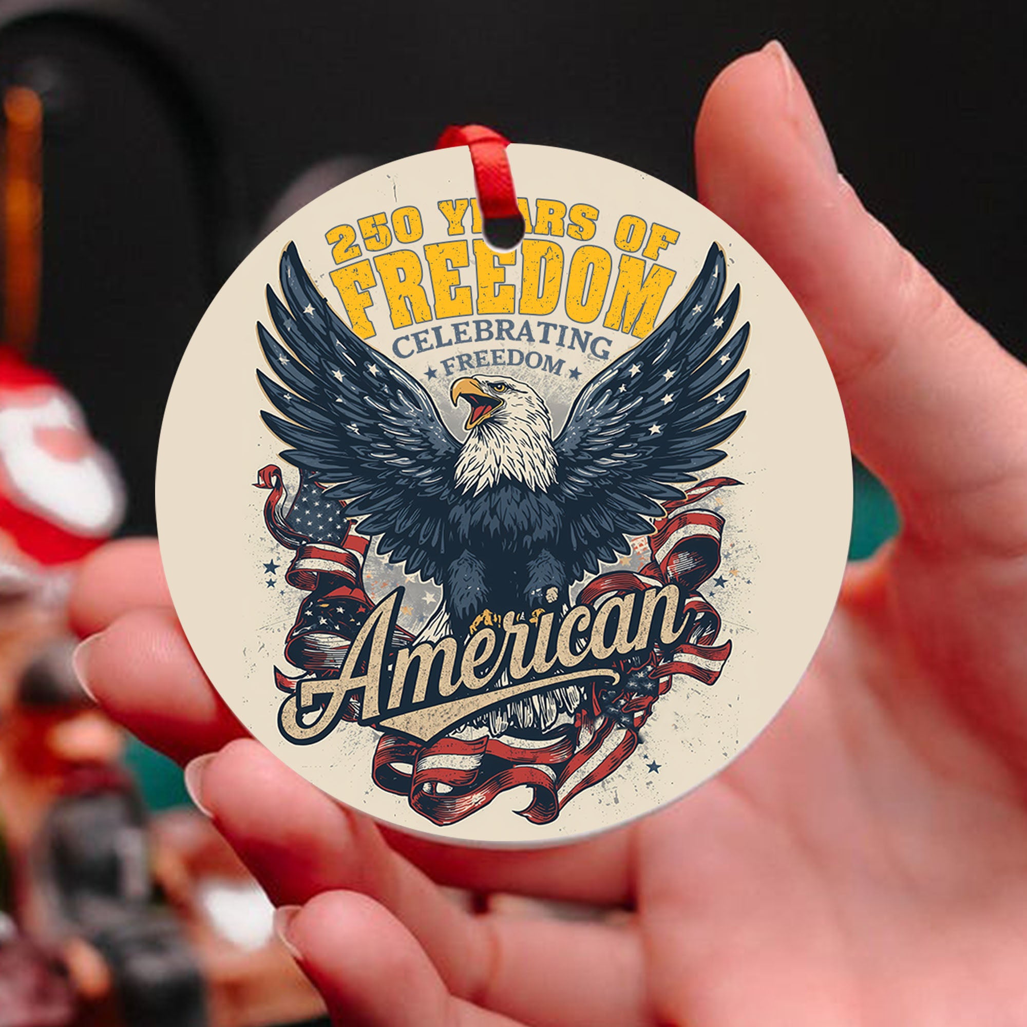 250 Years of Freedom Celebrating Freedom American US Army Military Patriotic Veteran Ornament