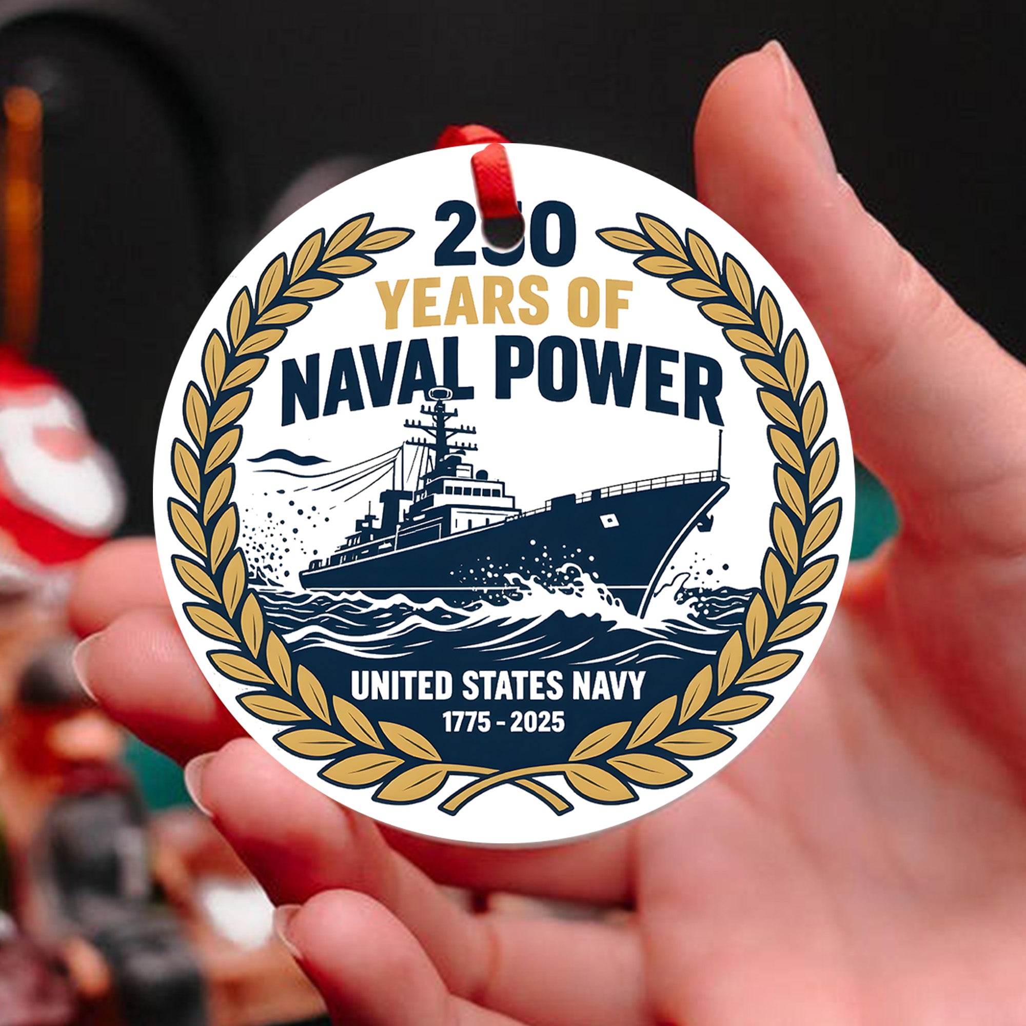 250 Years of Naval Power United States Navy 1775 2025 Military Patriotic Veteran Ornament