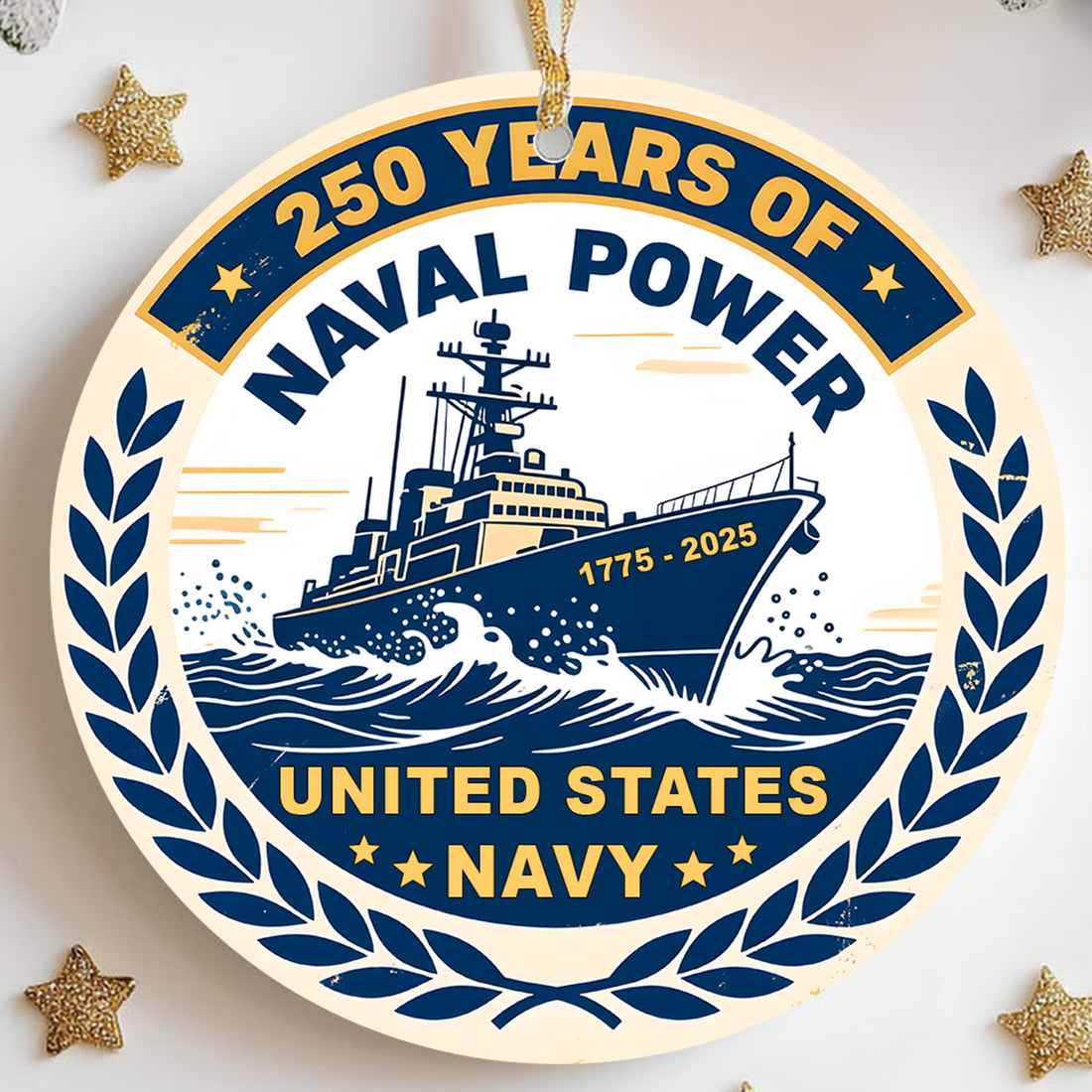 250 Years of Naval Power United States Navy 1775 to 2025 Veteran Military Patriotic Ornament
