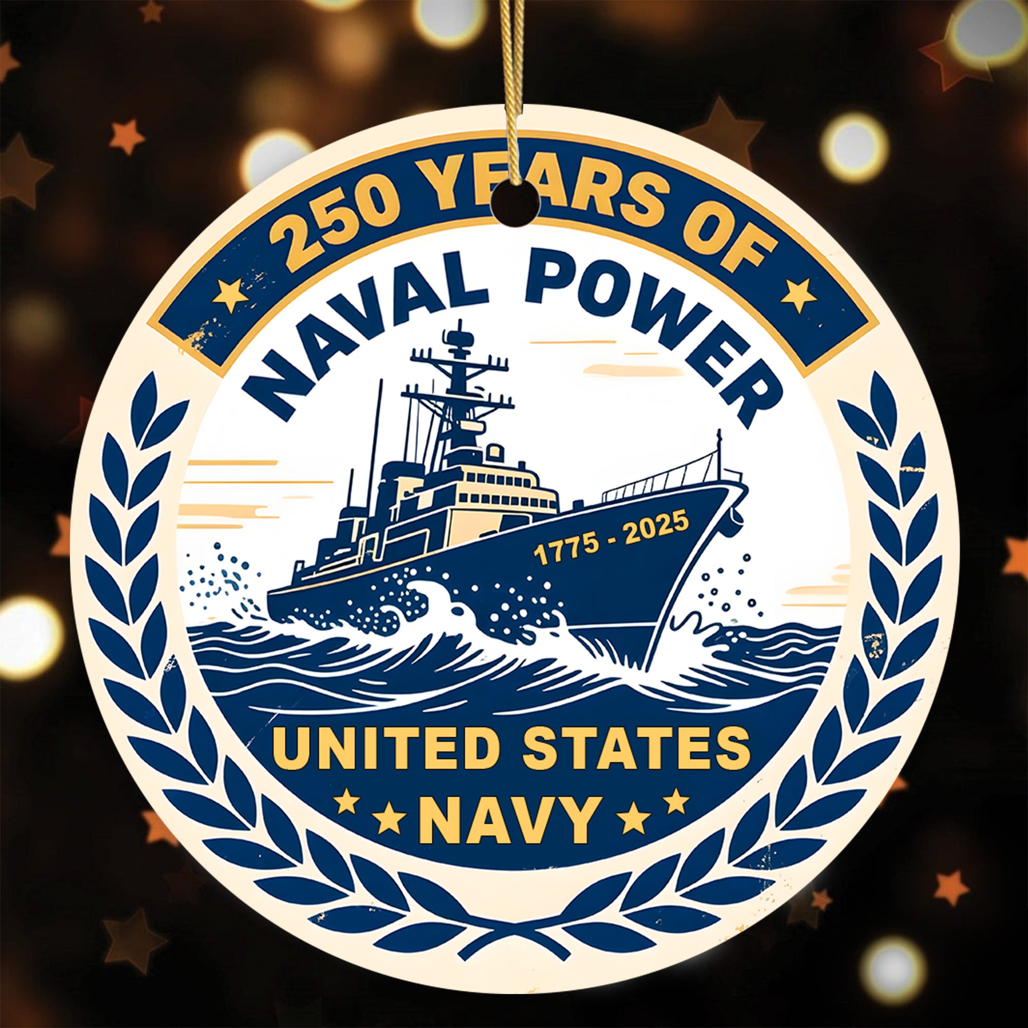 250 Years of Naval Power United States Navy 1775 to 2025 Veteran Military Patriotic Ornament