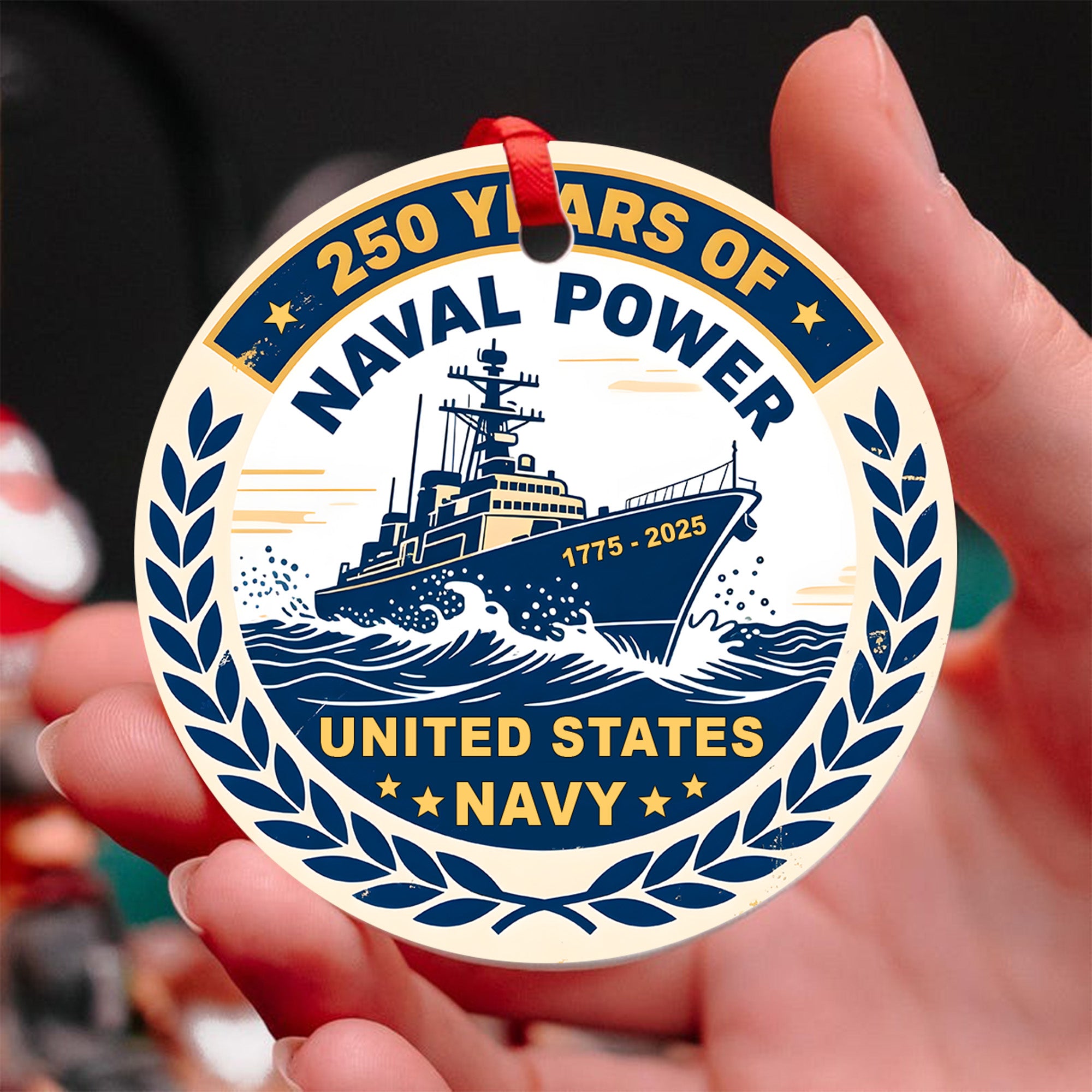 250 Years of Naval Power United States Navy 1775 to 2025 Veteran Military Patriotic Ornament