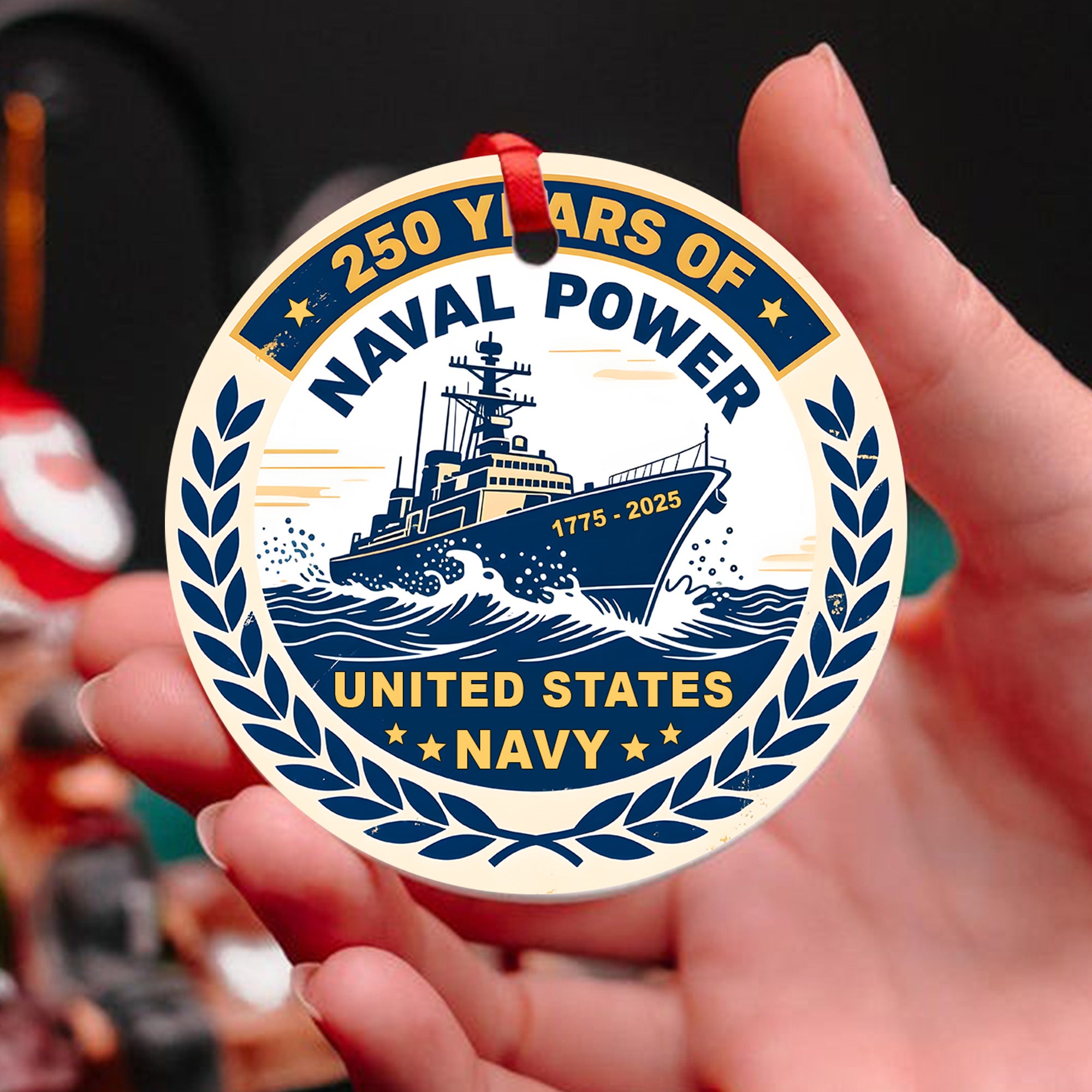 250 Years of Naval Power United States Navy 1775 to 2025 Veteran Military Patriotic Ornament