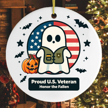 Proud US Veteran Honor the Fallen Military Patriotic American Flag Ornament