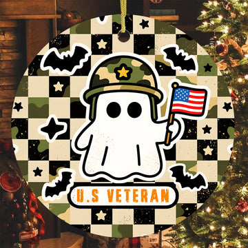 US Veteran Halloween Military Patriotic Spooky Season Ornament
