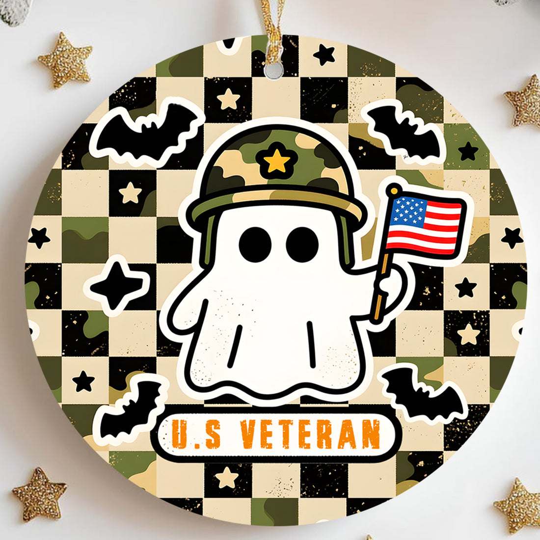 US Veteran Halloween Military Patriotic Spooky Season Ornament
