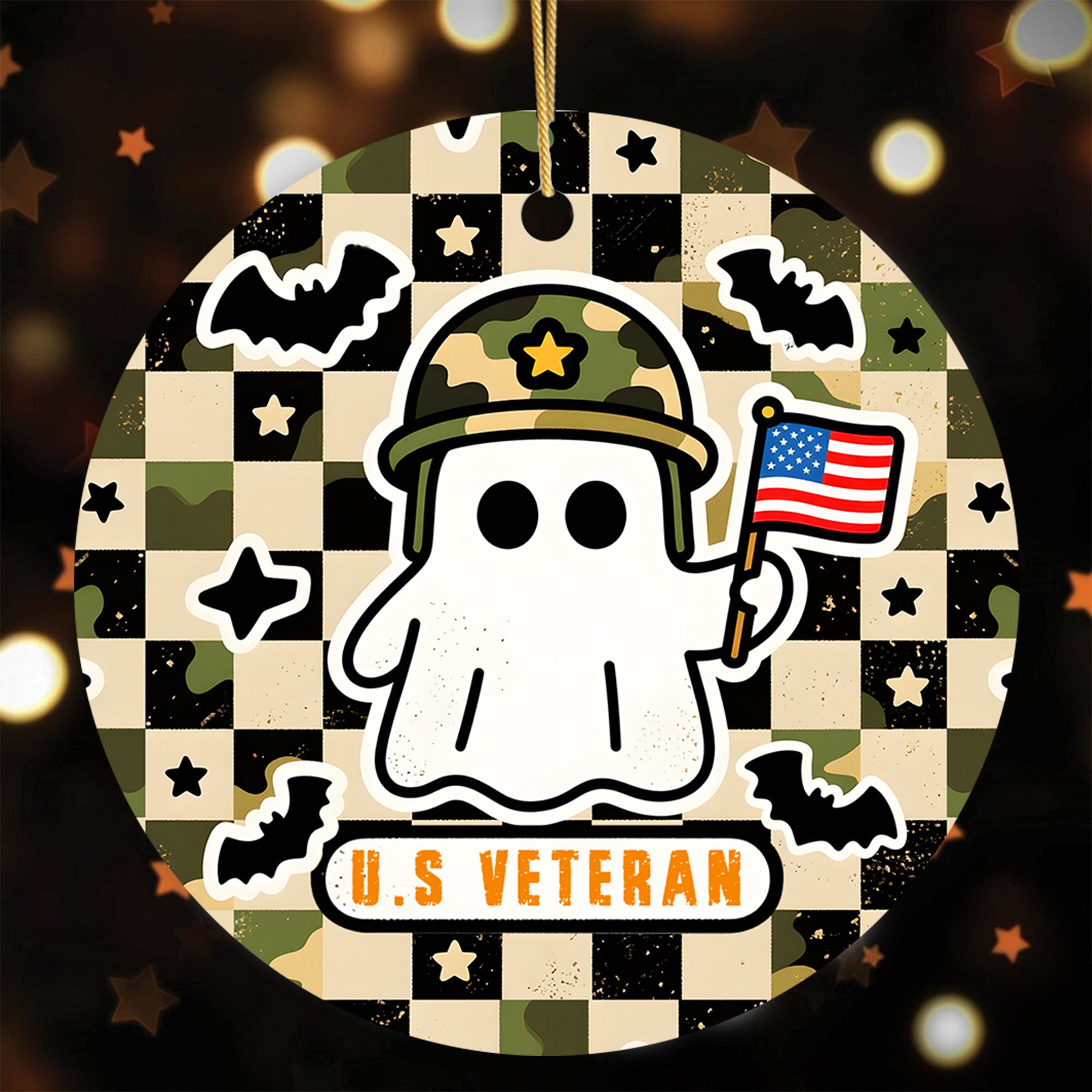US Veteran Halloween Military Patriotic Spooky Season Ornament