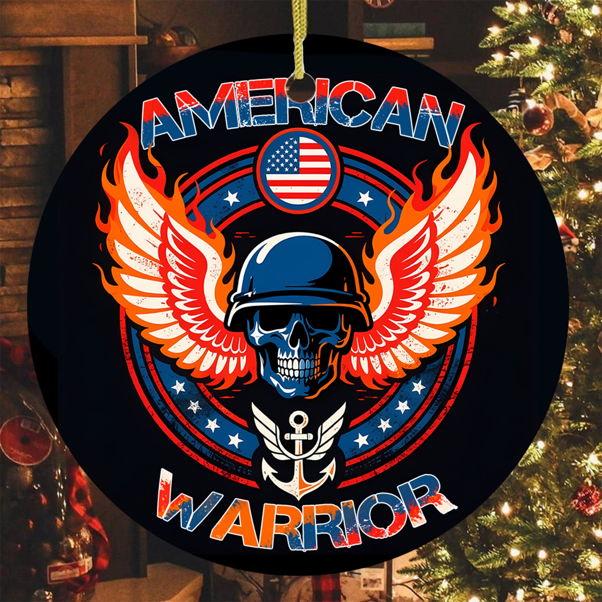 American Warrior Military Patriotic Veteran Freedom Honor Ornament