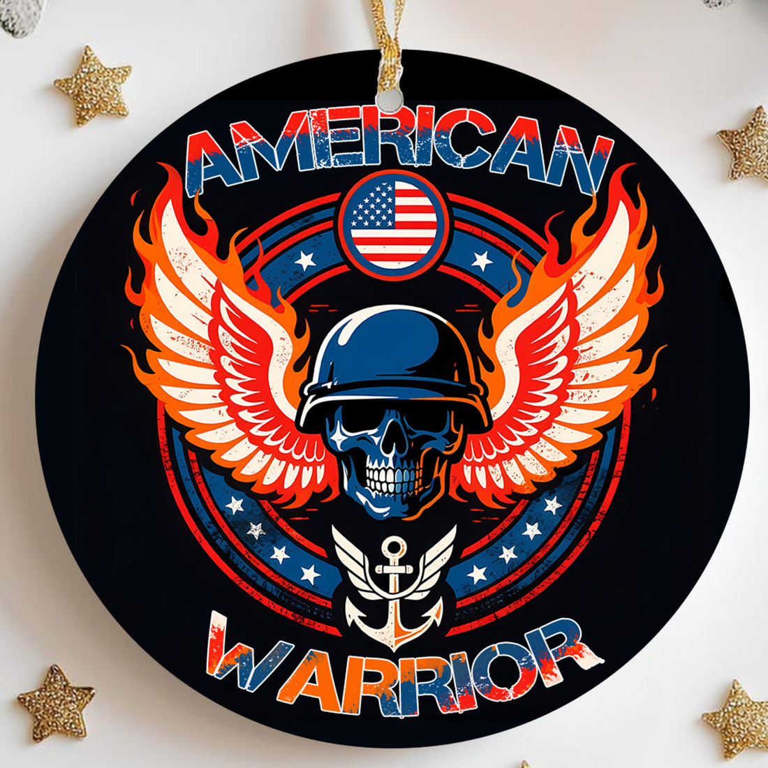 American Warrior Military Patriotic Veteran Freedom Honor Ornament