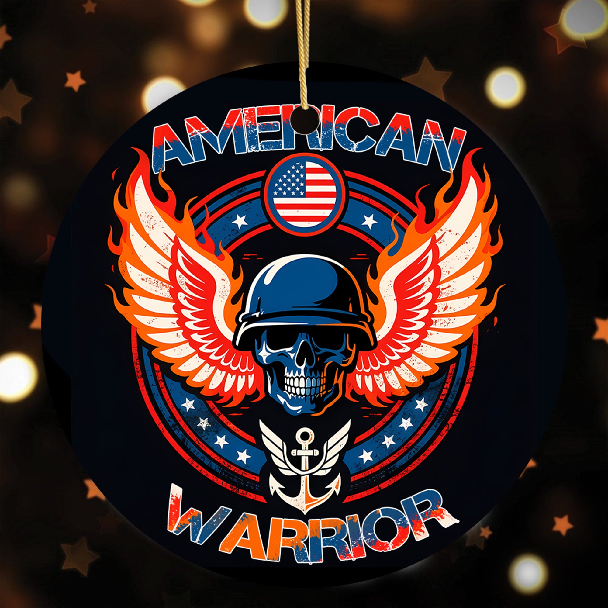 American Warrior Military Patriotic Veteran Freedom Honor Ornament
