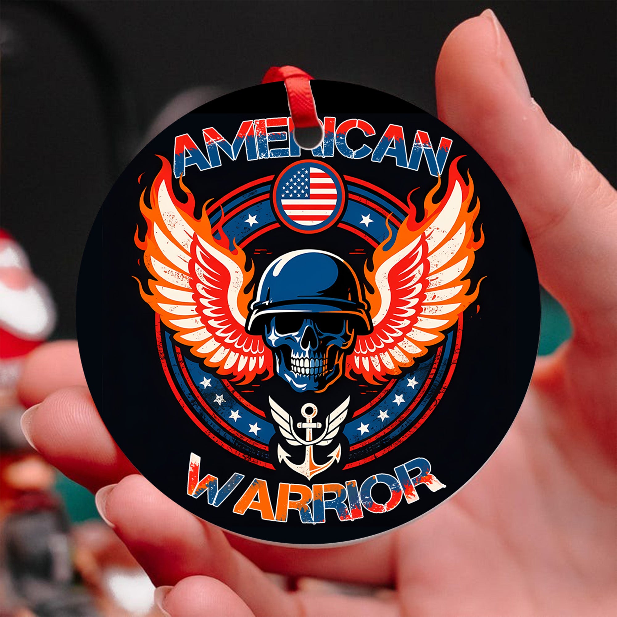 American Warrior Military Patriotic Veteran Freedom Honor Ornament