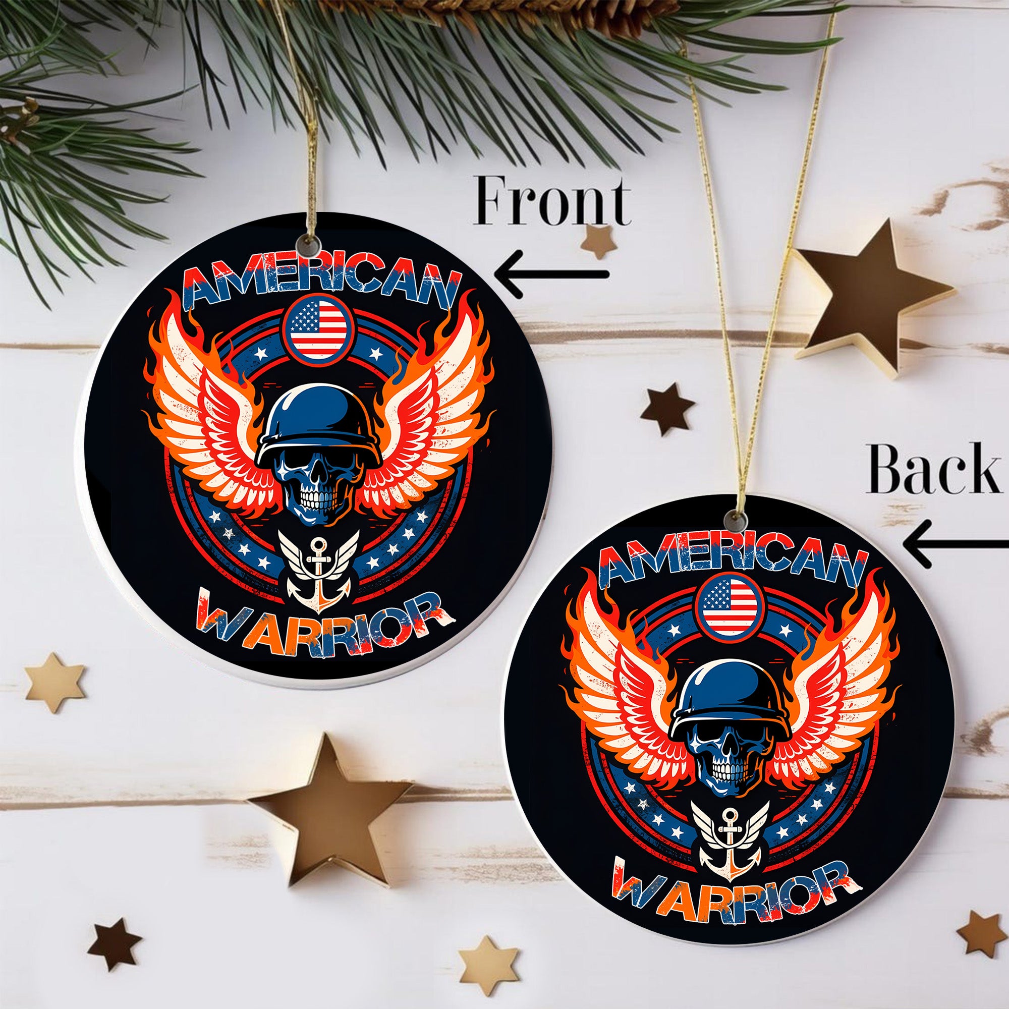American Warrior Military Patriotic Veteran Freedom Honor Ornament