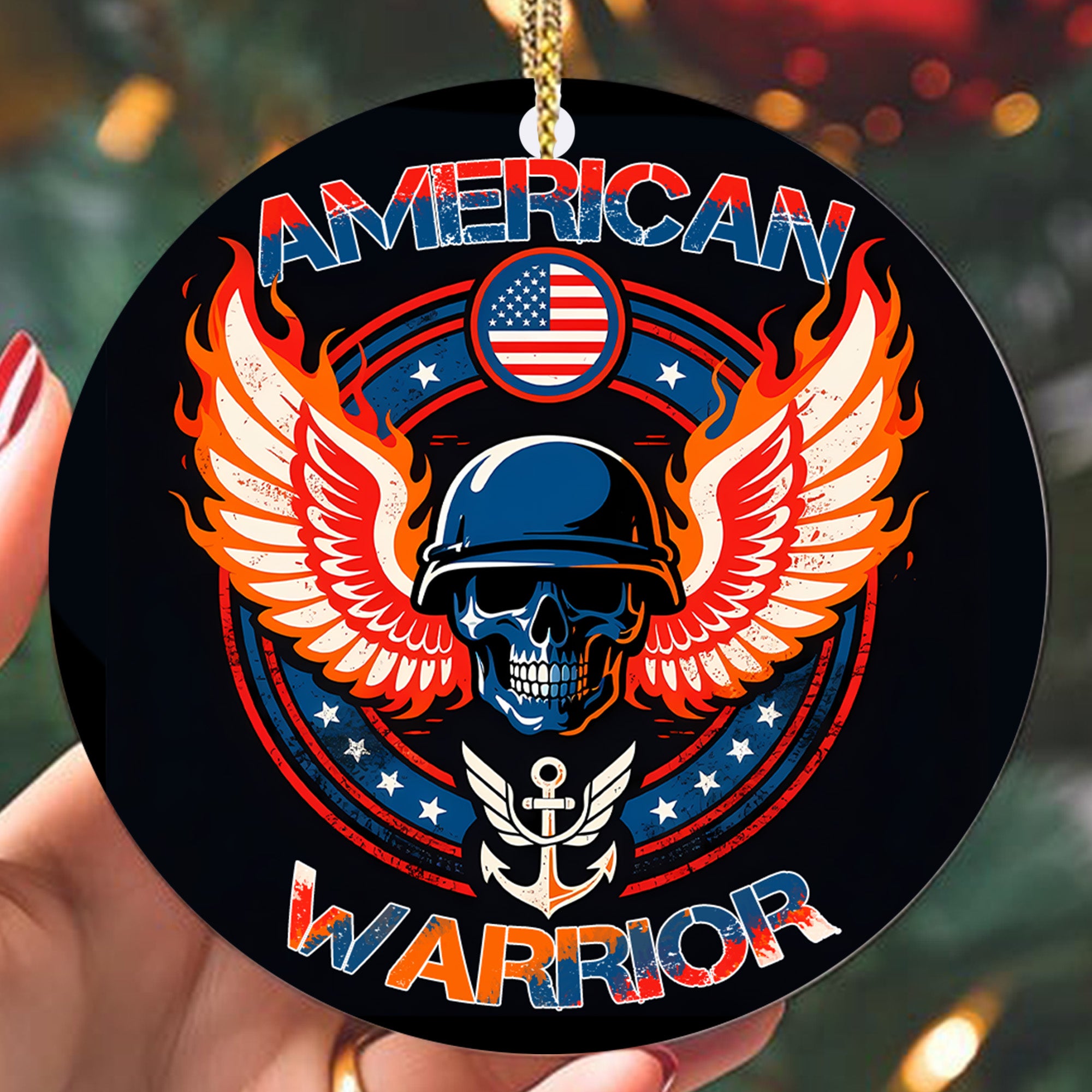American Warrior Military Patriotic Veteran Freedom Honor Ornament