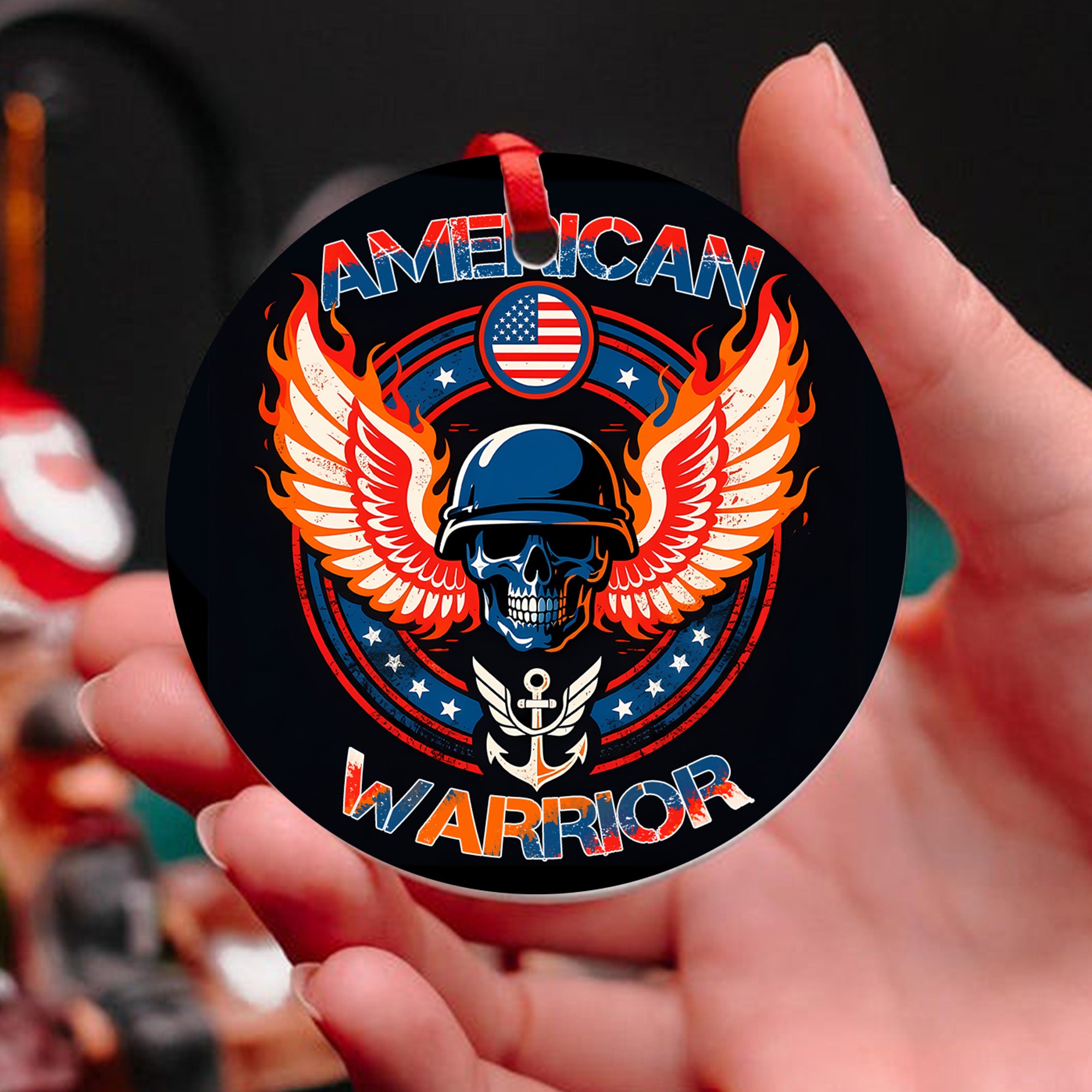 American Warrior Military Patriotic Veteran Freedom Honor Ornament
