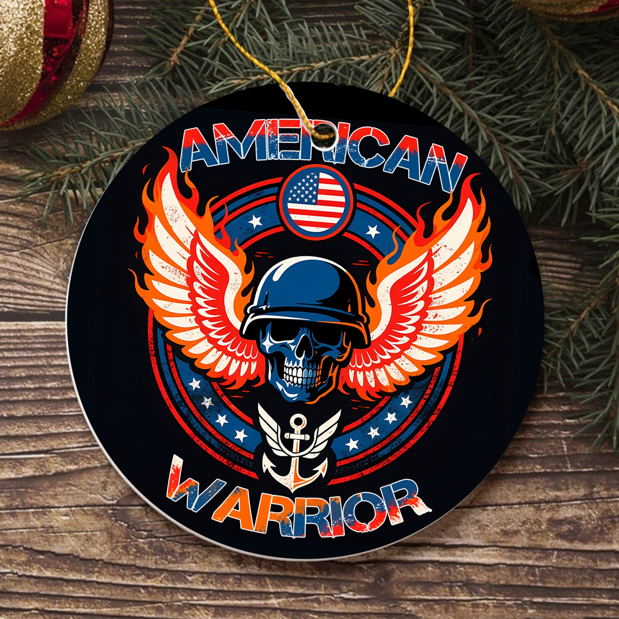American Warrior Military Patriotic Veteran Freedom Honor Ornament
