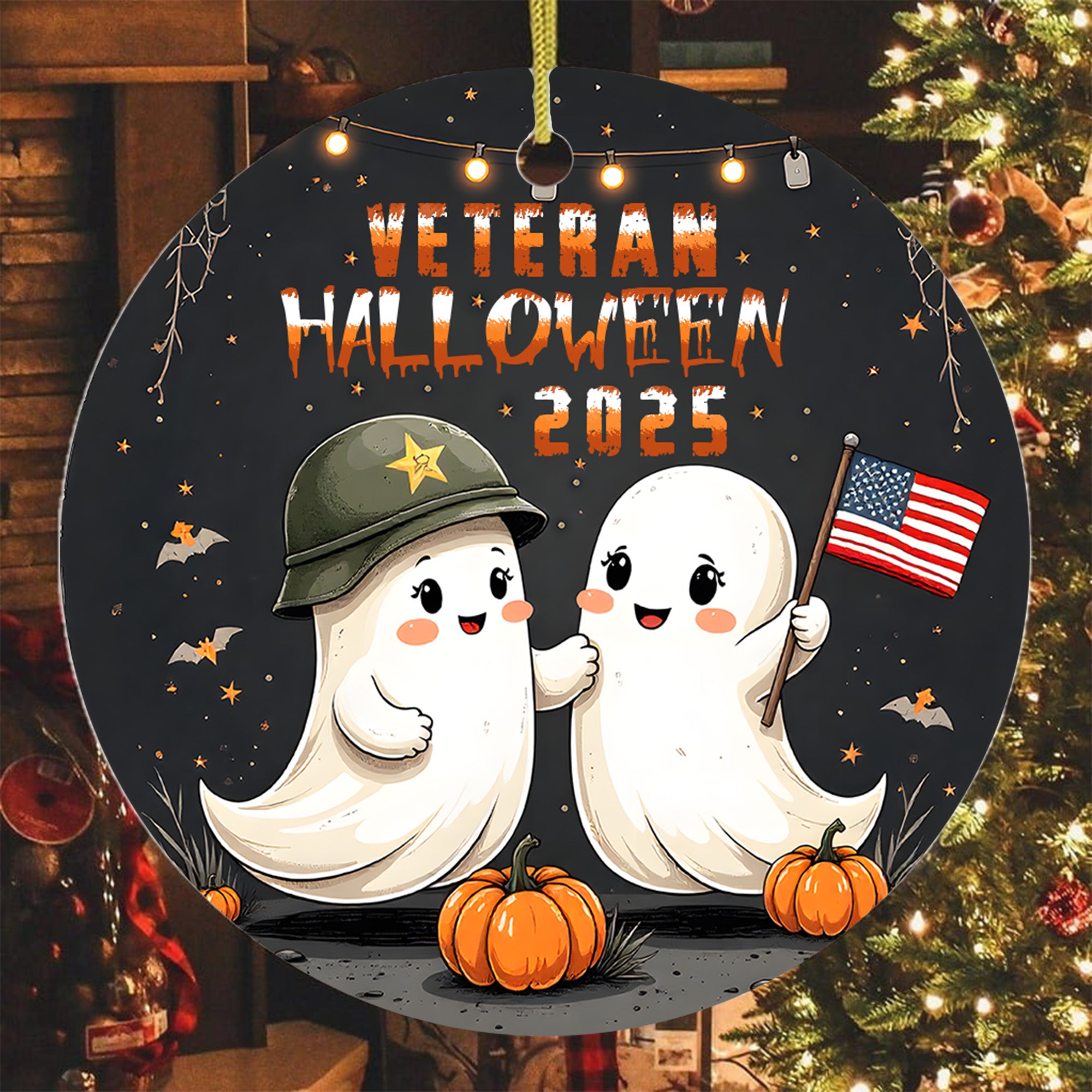 Veteran Halloween 2025 Military Patriotic Spooky Season Ornament