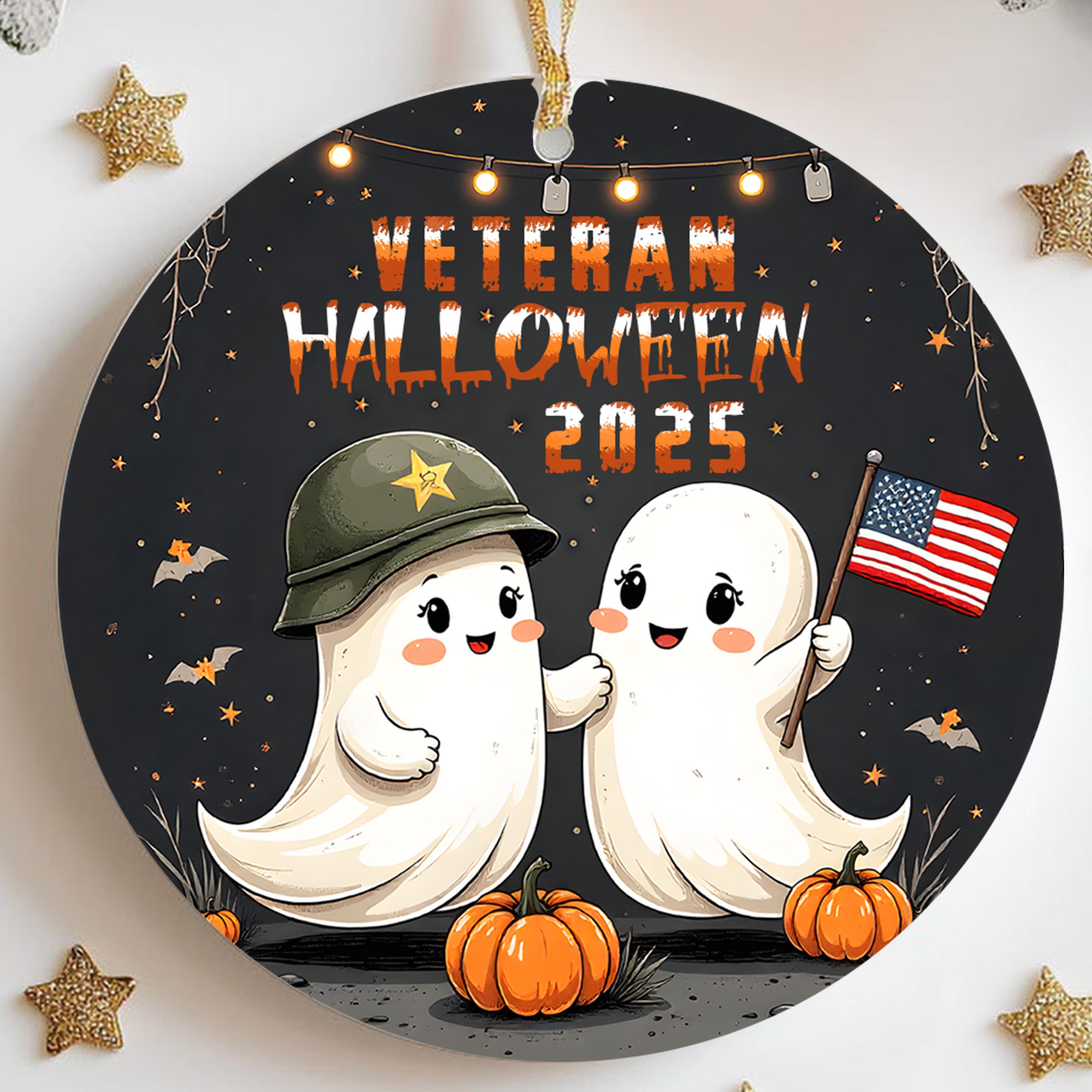 Veteran Halloween 2025 Military Patriotic Spooky Season Ornament