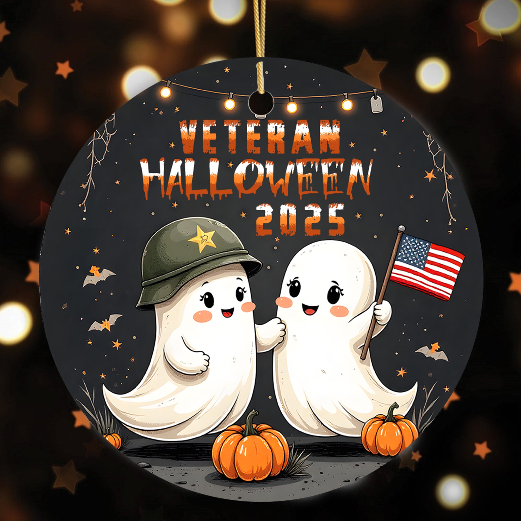 Veteran Halloween 2025 Military Patriotic Spooky Season Ornament