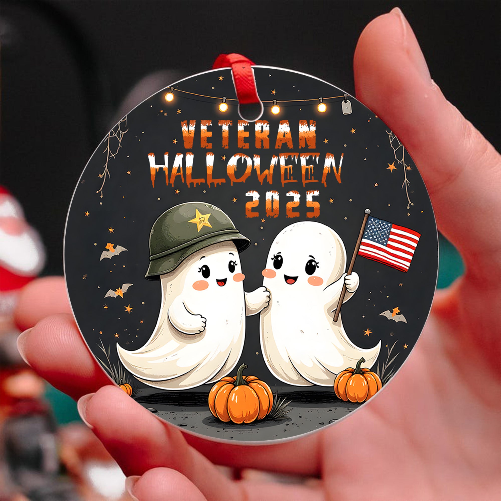 Veteran Halloween 2025 Military Patriotic Spooky Season Ornament