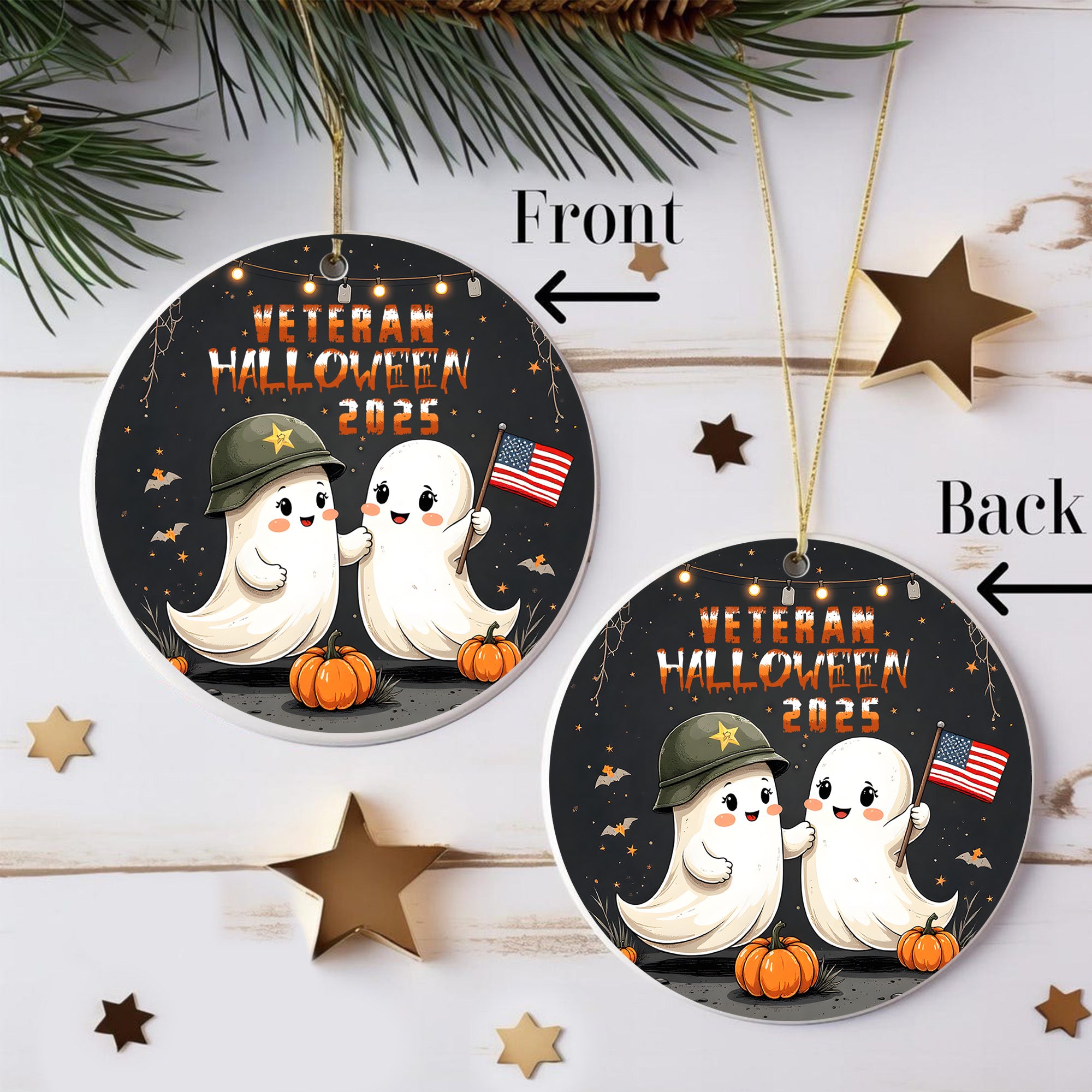 Veteran Halloween 2025 Military Patriotic Spooky Season Ornament