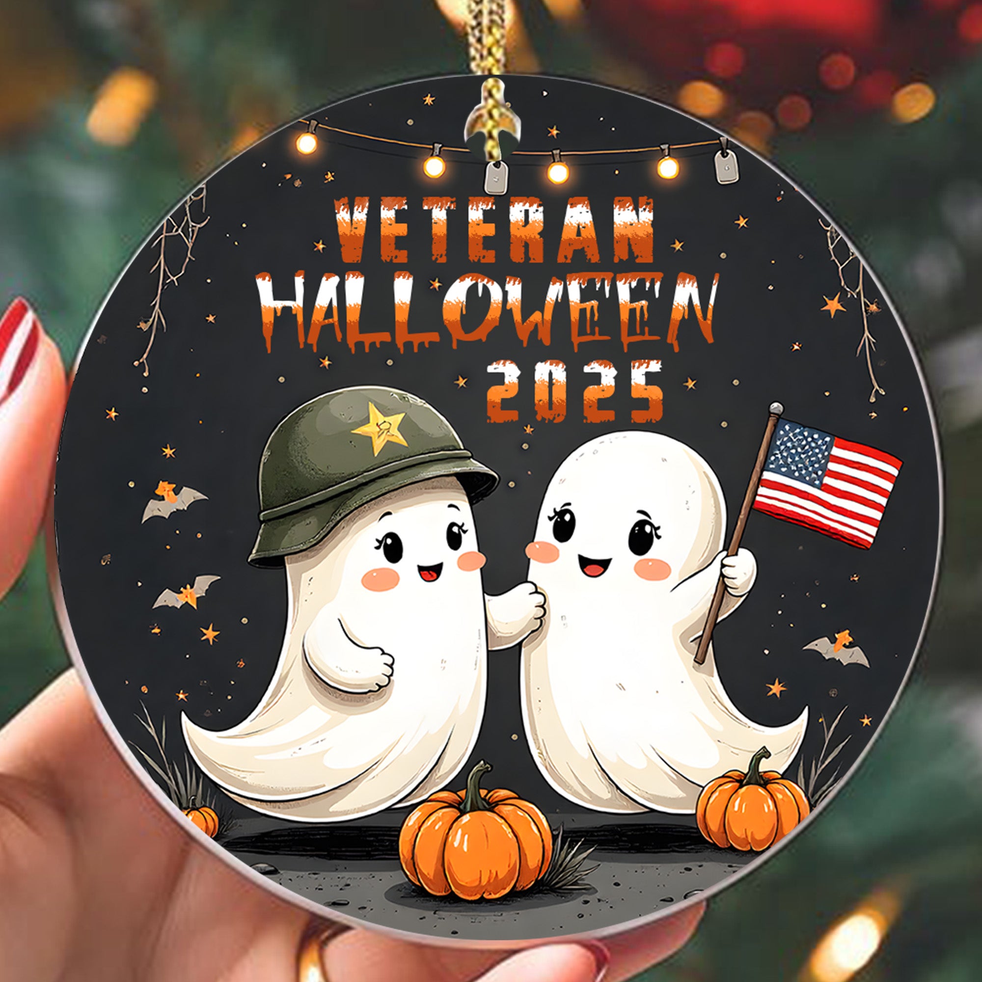 Veteran Halloween 2025 Military Patriotic Spooky Season Ornament