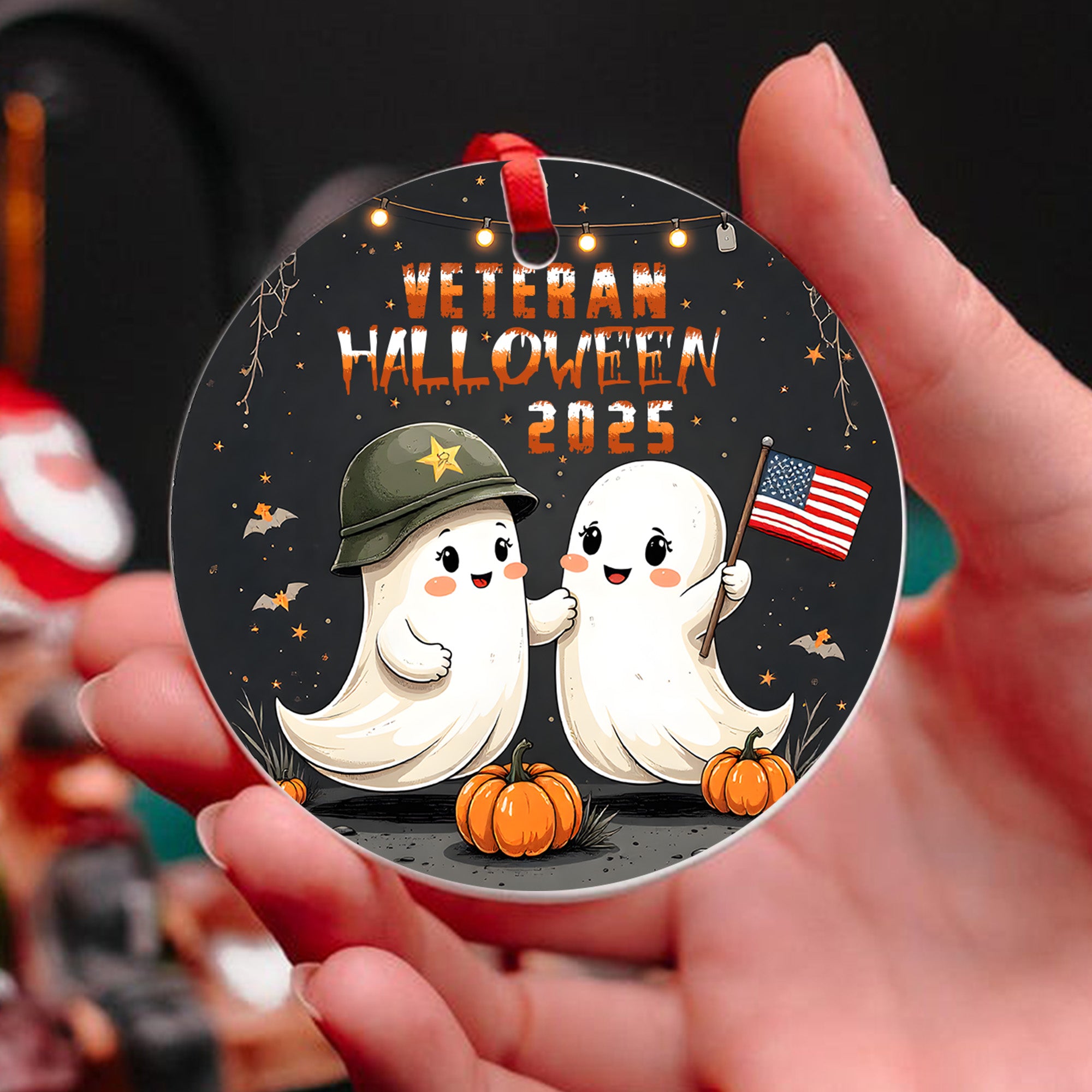 Veteran Halloween 2025 Military Patriotic Spooky Season Ornament