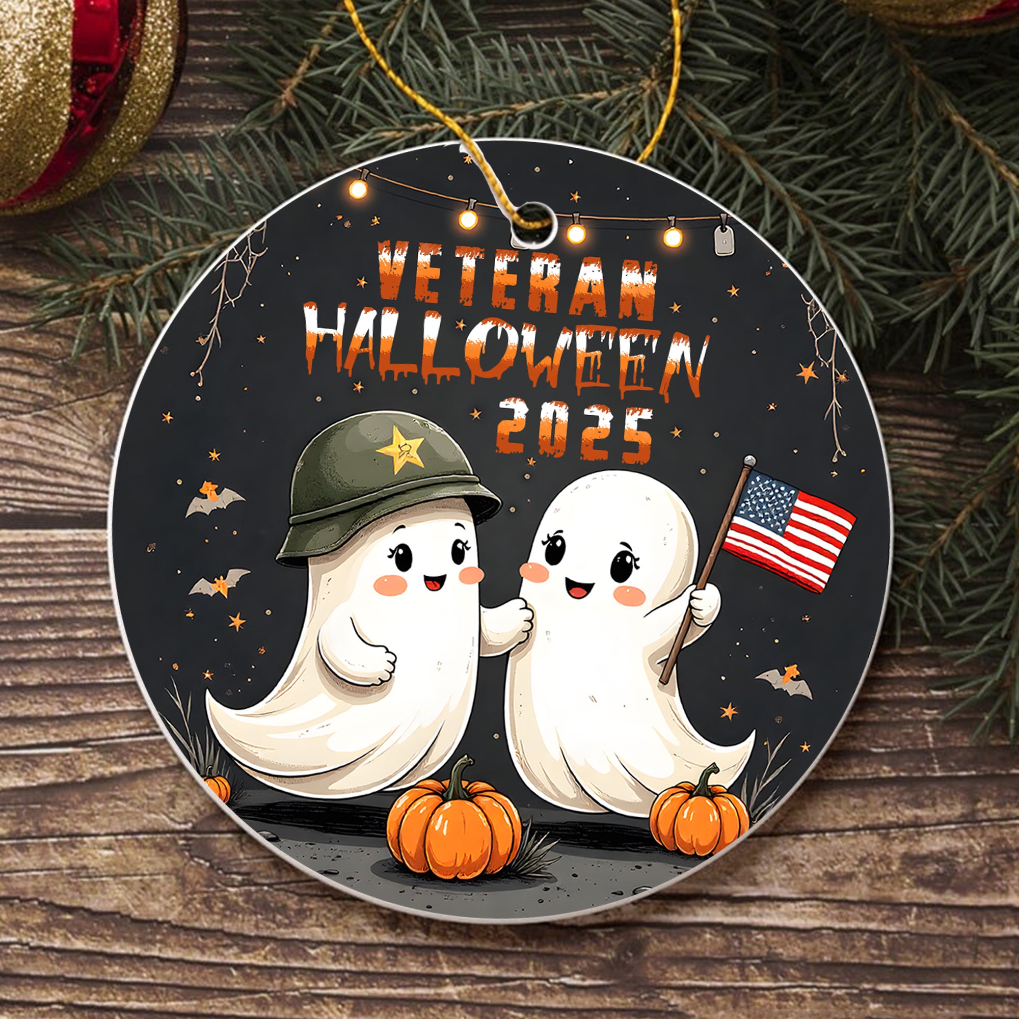 Veteran Halloween 2025 Military Patriotic Spooky Season Ornament