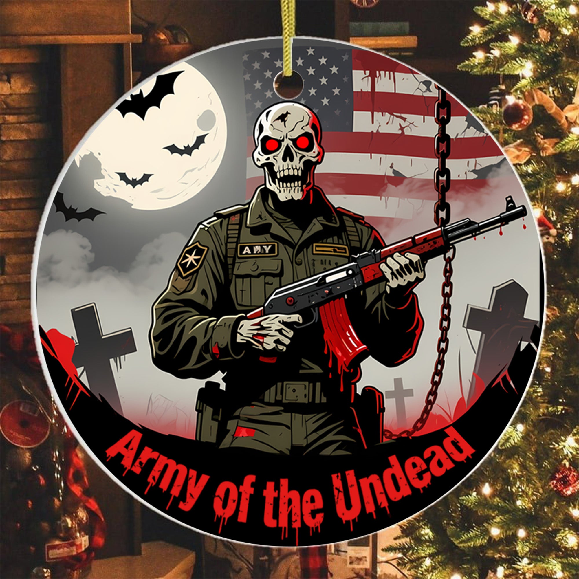 Army Veteran Patriotic Halloween Ornament