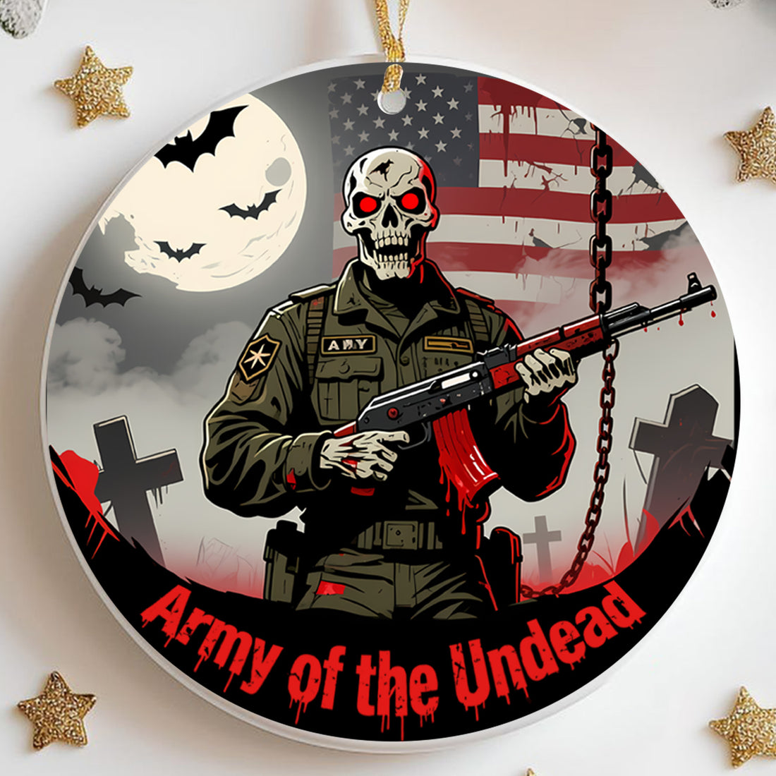 Army Veteran Patriotic Halloween Ornament